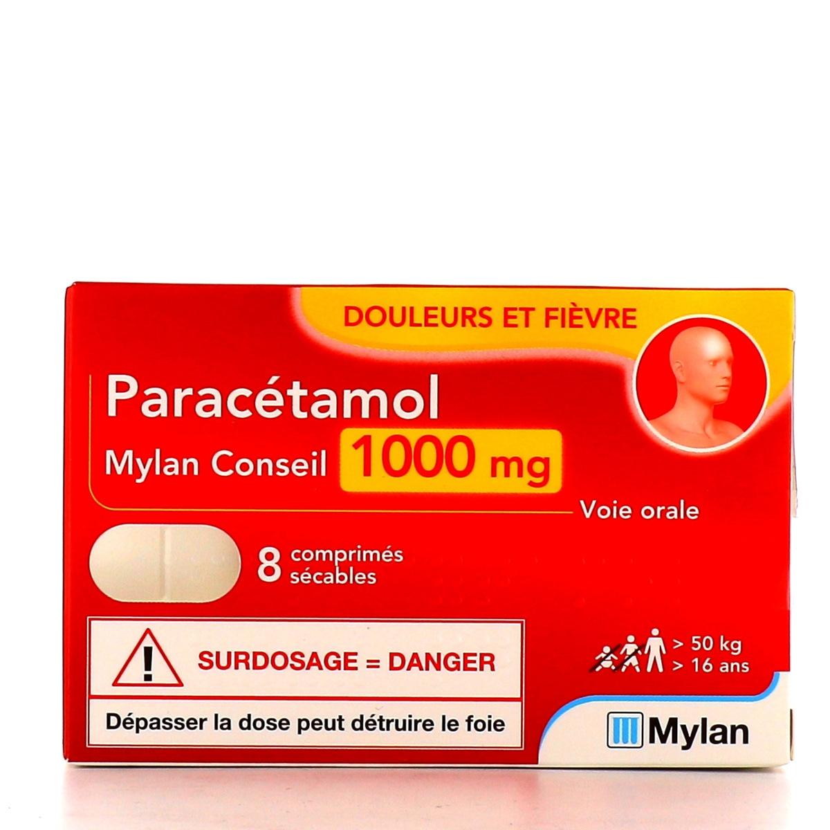 Mylan Conseil Paracétamol 1000 mg - 8 Comprimés sécables