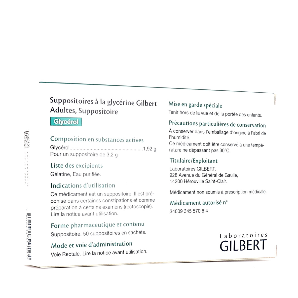 Suppositoires à la glycérine nourrissons Gilbert