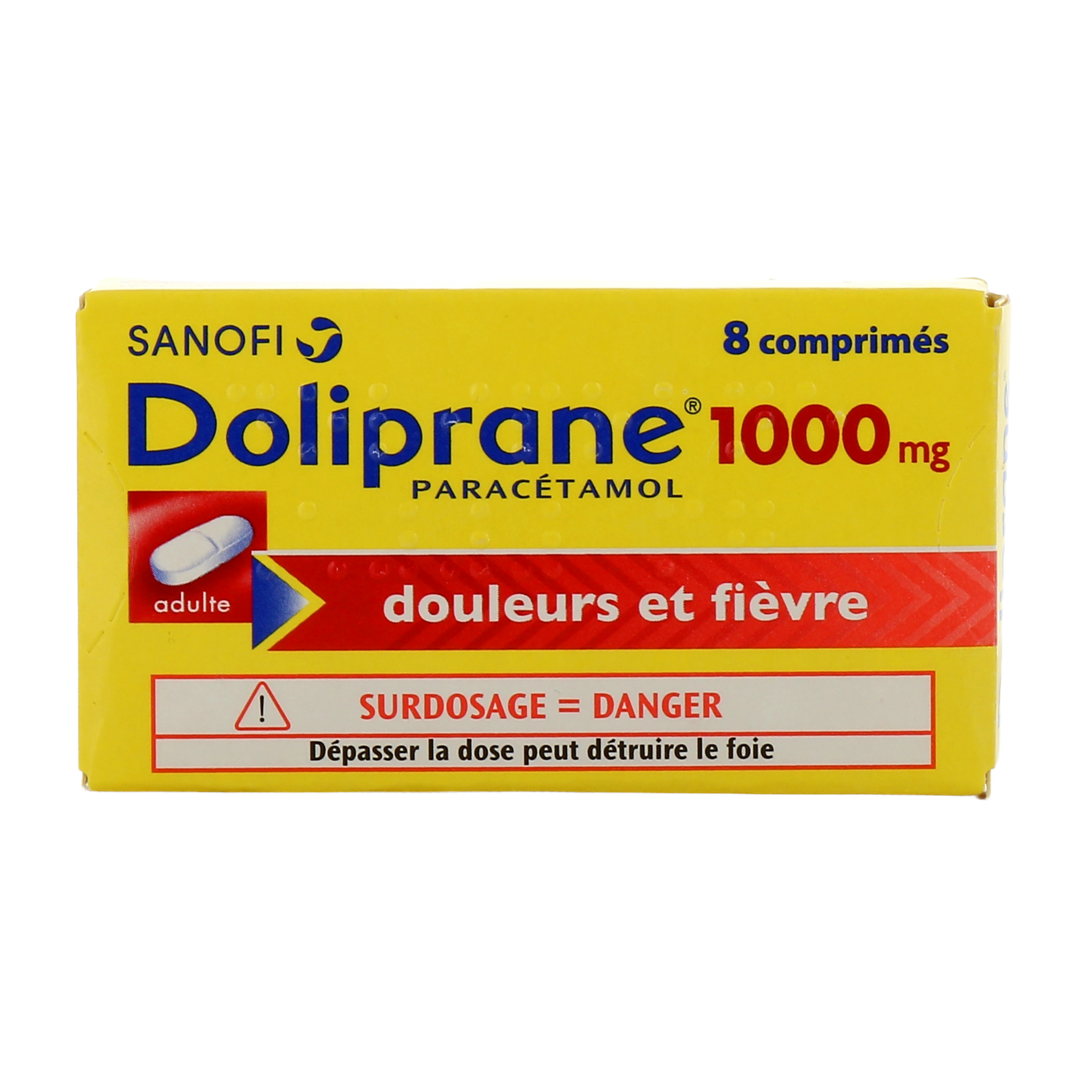 Doliprane 1000 mg adulte 8 suppositoires - Douleurs et Fièvre