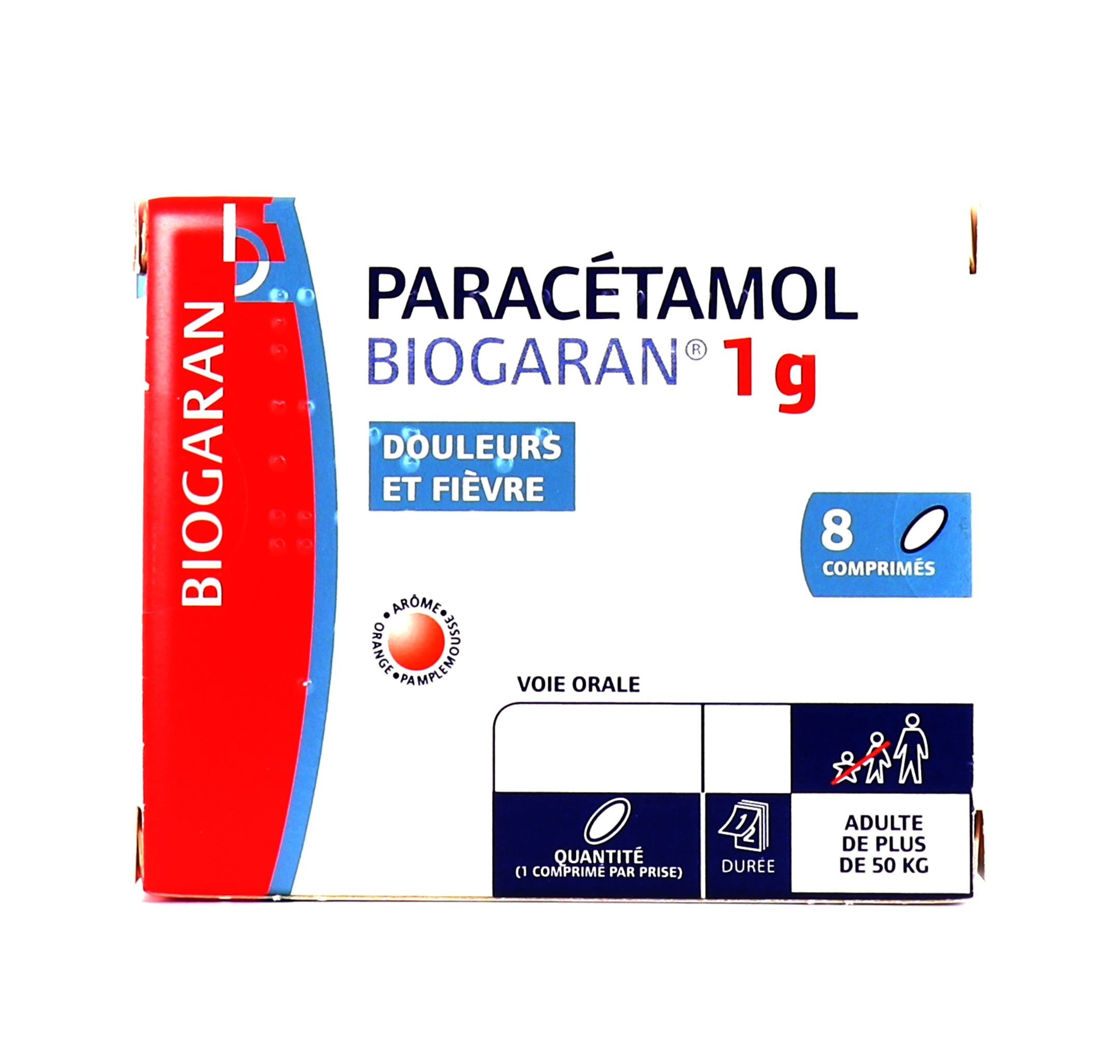 PARACETAMOL BIOGARAN 1000 mg 8 comprimés - Pharma-Médicaments.com