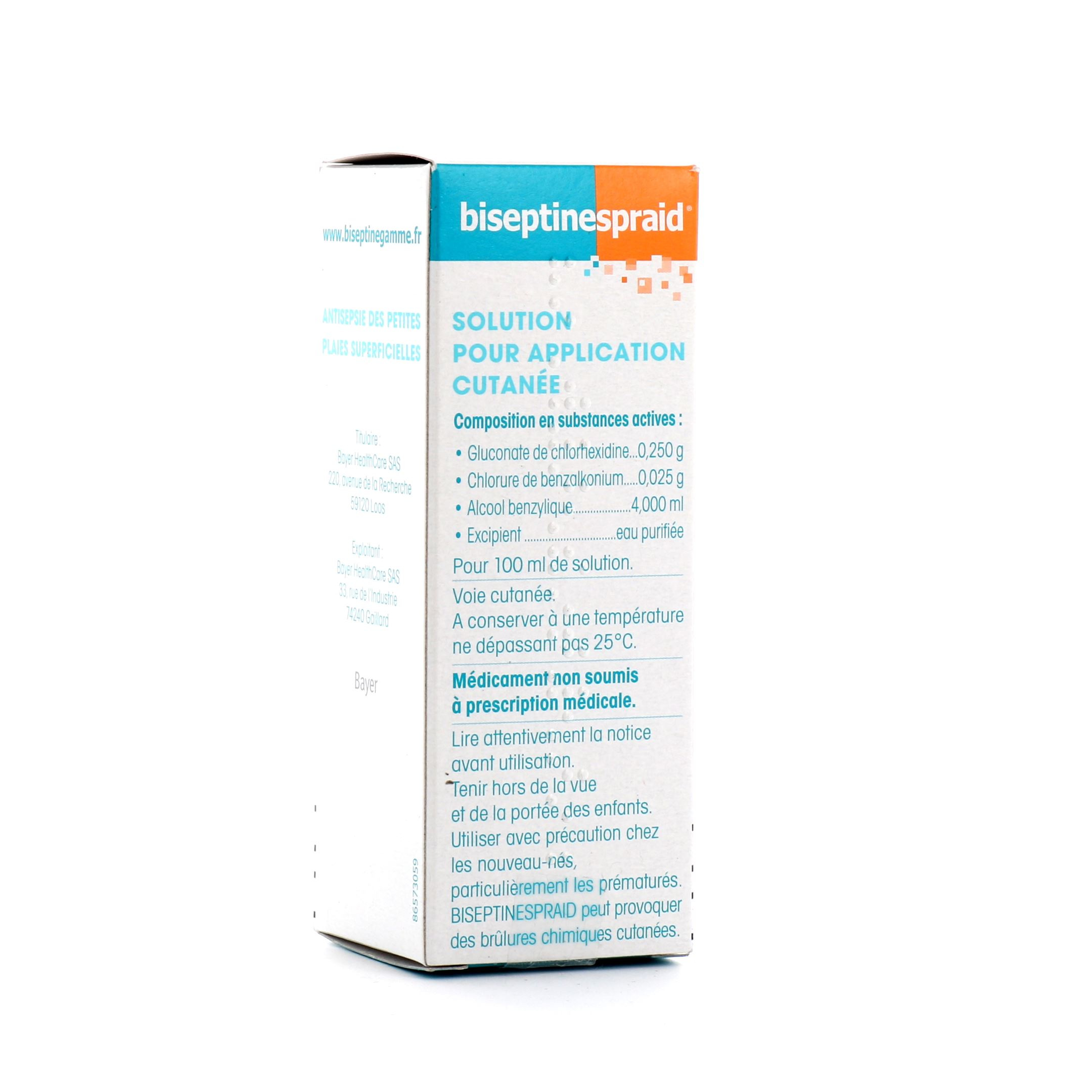 Biseptine Spraid Plaies Superficelles Solution pour Application Cutanée 50  ml
