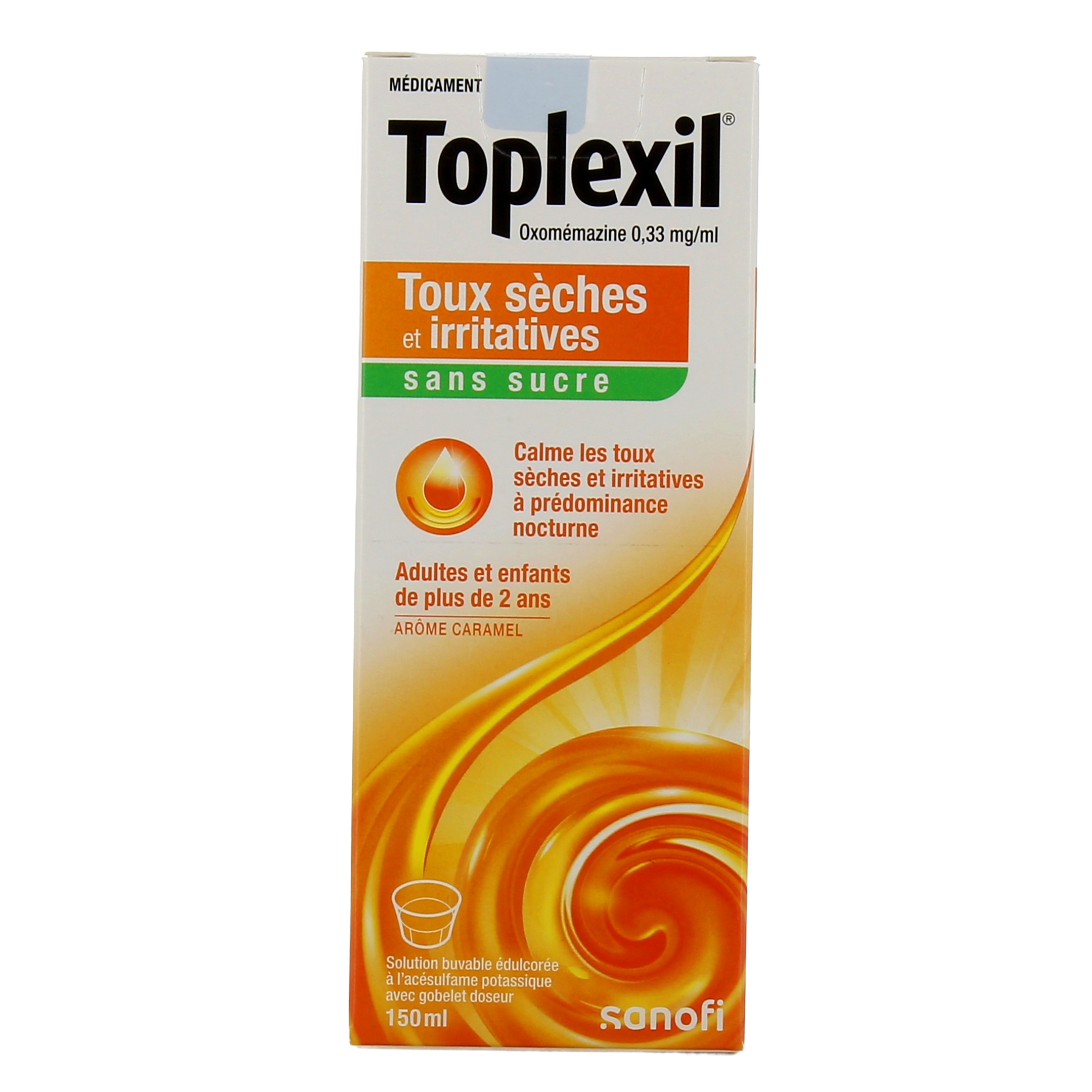 Sirop toux sèche et irritative Toplexil - Caramel ou sans sucres