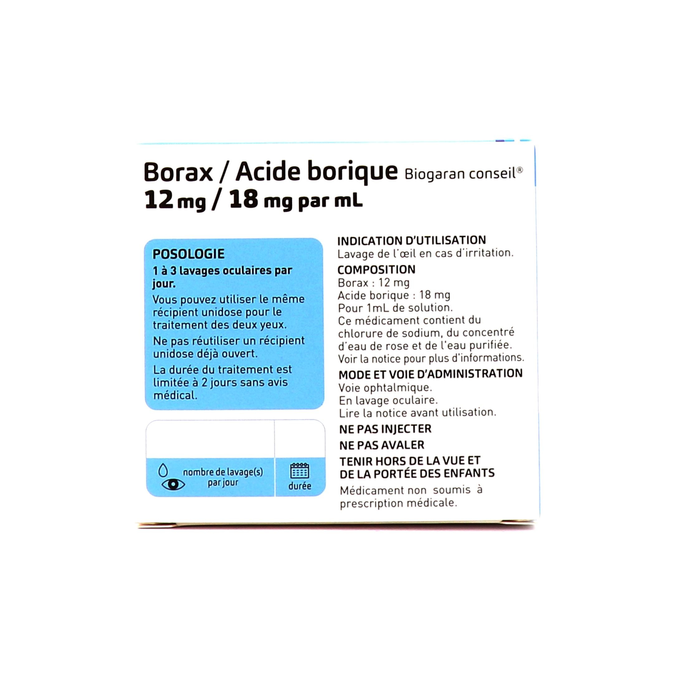 Solution Ophtalmique Borax/Acide Borique Mylan 5ml (Boîte de 20