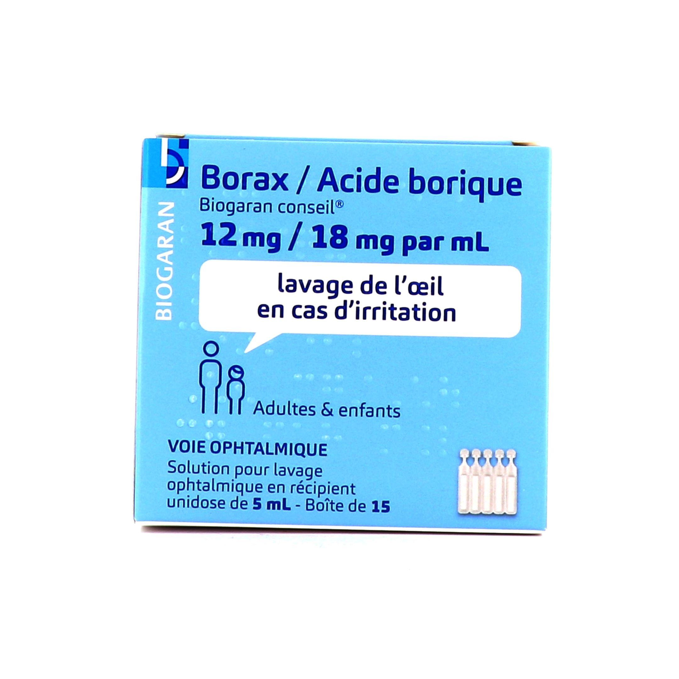Borax Acide borique Viatris unidose - Lavage oculaire, yeux irrités