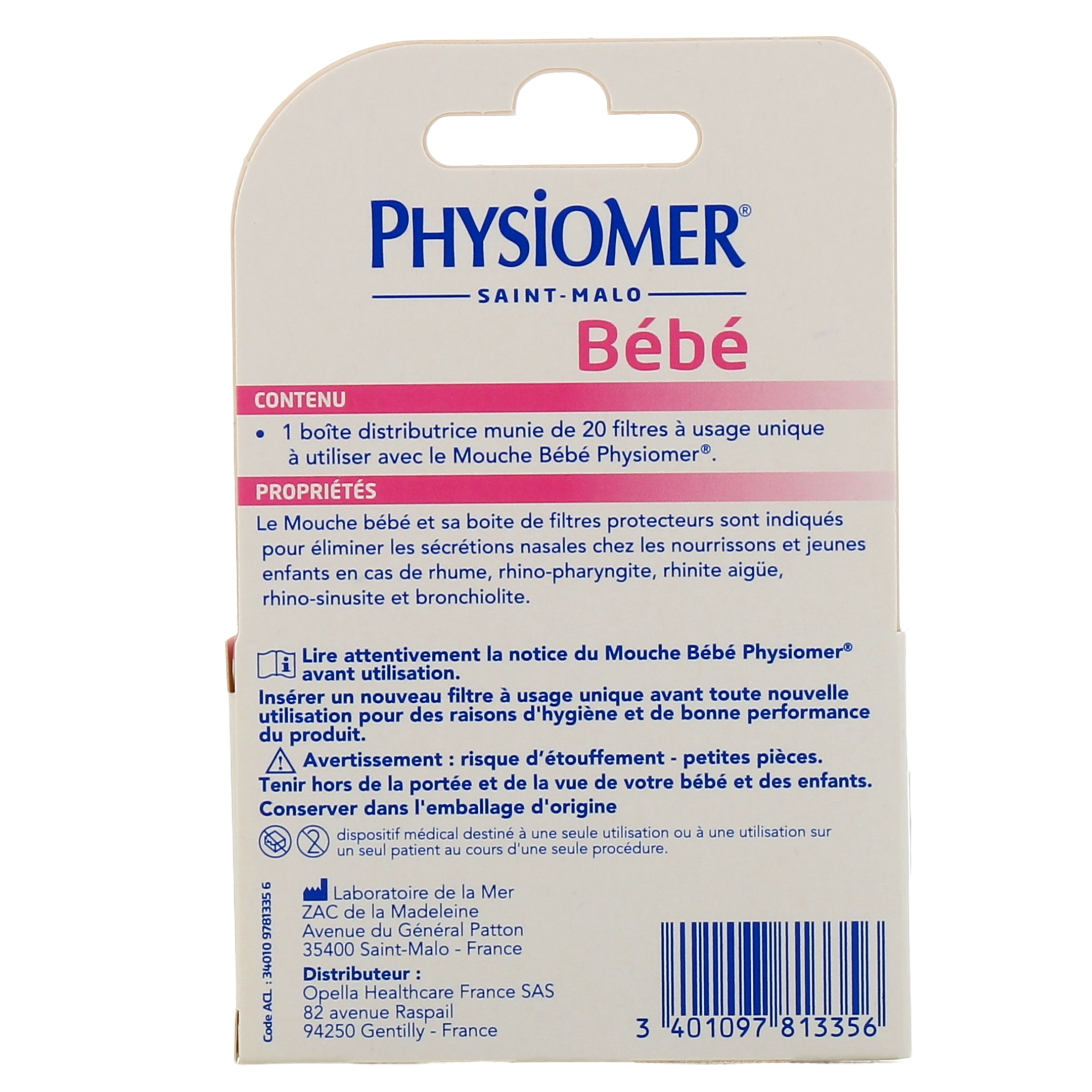 Filtres protecteurs pour mouche bébé Physiomer - 20 unités