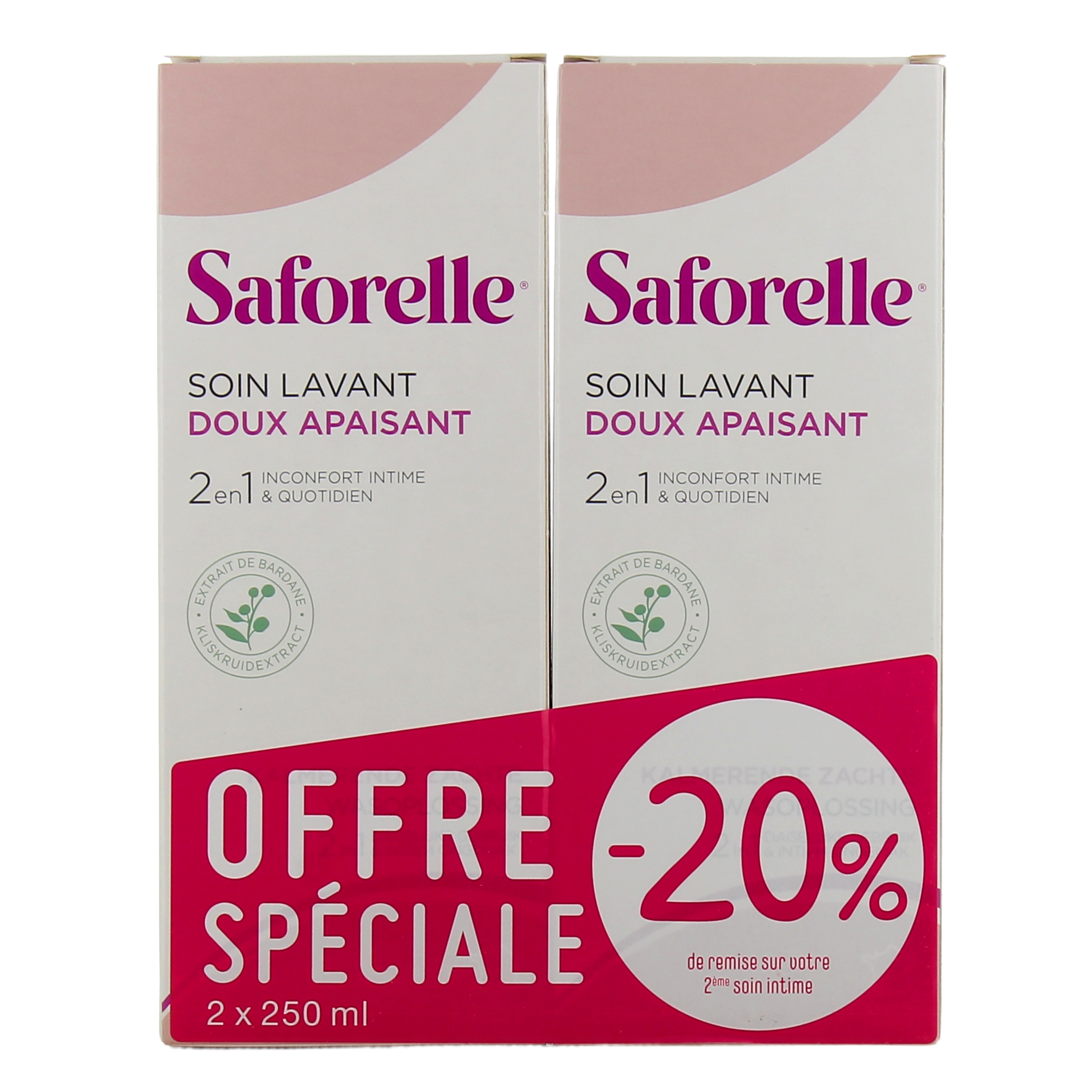 Saforelle - Soin lavant doux apaisant 2 en 1 Inconfort intime & quotidien  (250 ml)