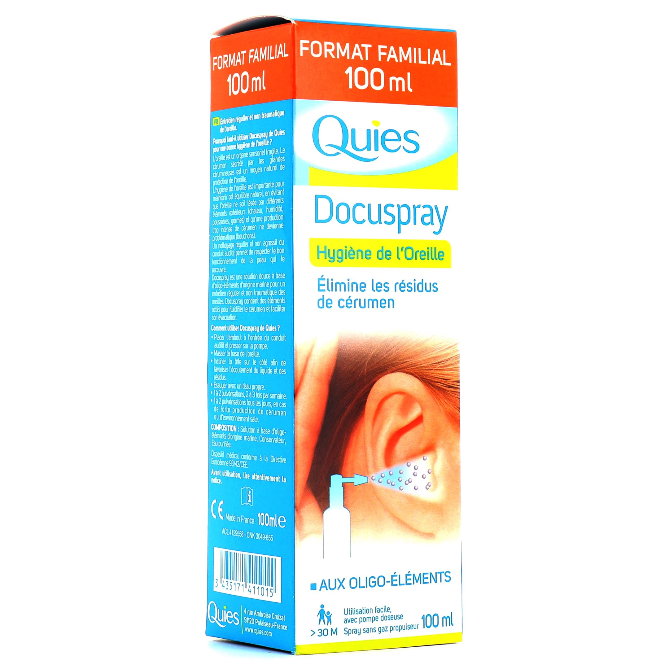 Spray auriculaire Docuspray Quies pour l'hygiène de l'oreille