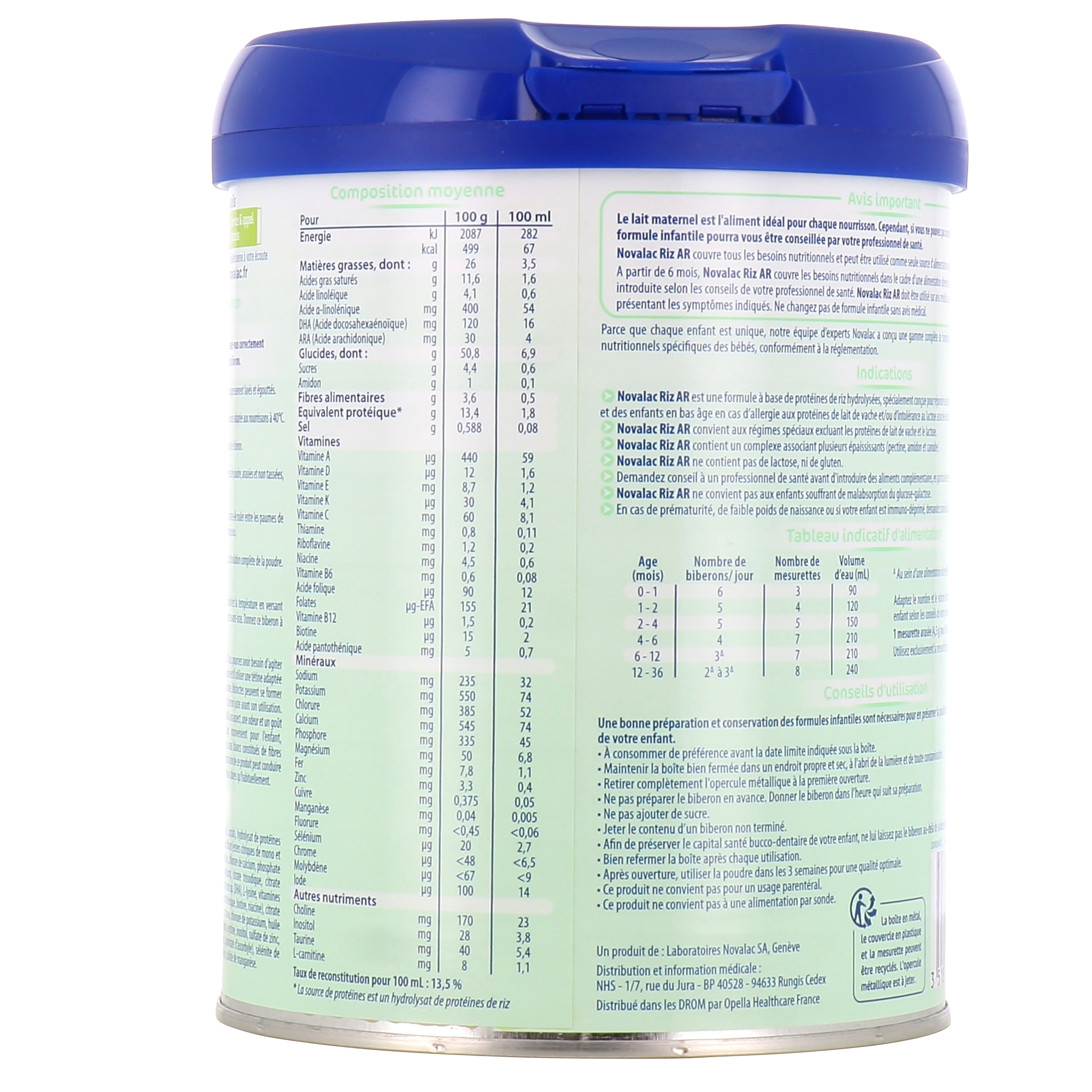 Lait Novalac Riz AR - Allergie protéines lait de vache, régurgitations