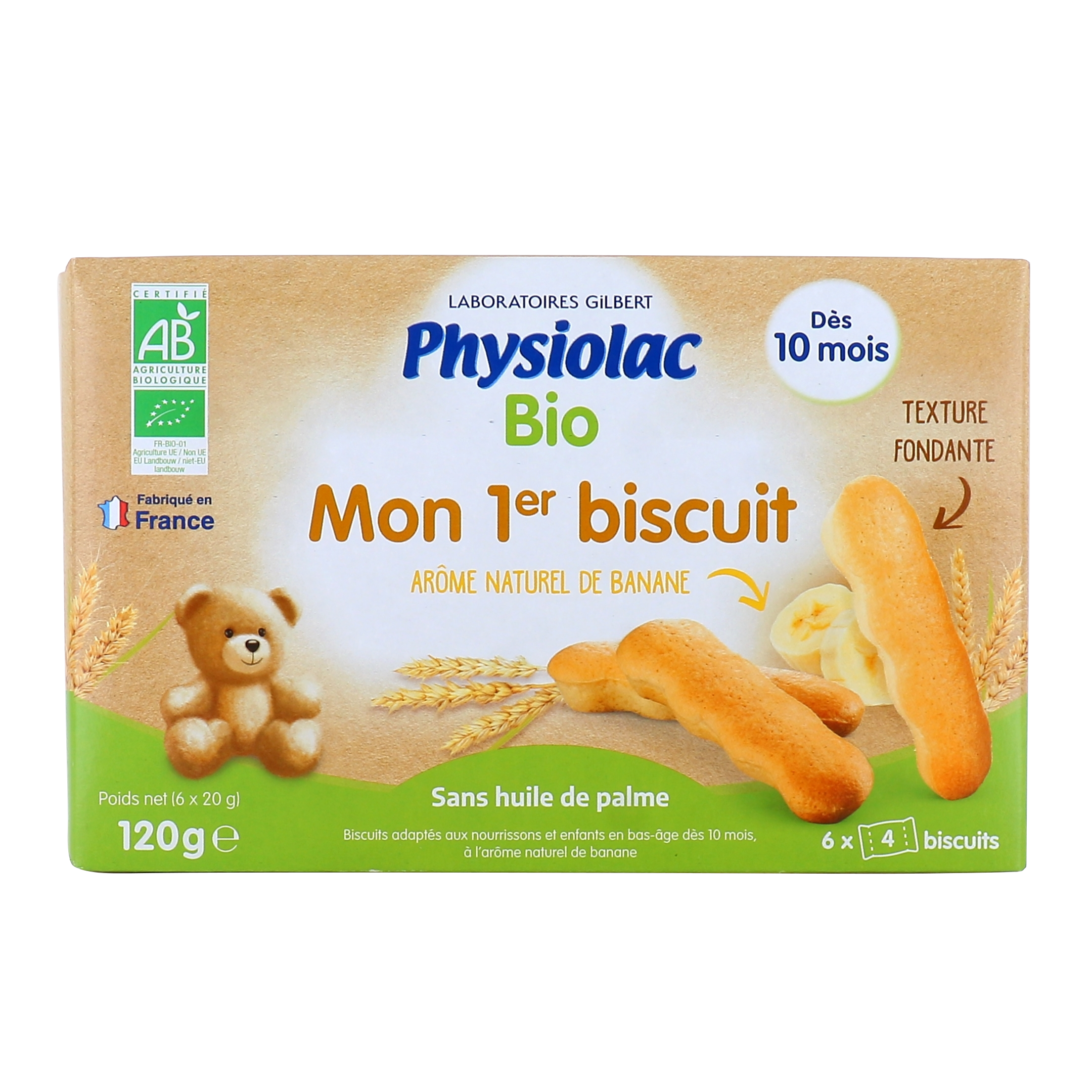 Physiolac biscuit bio bébé - Dès 10 mois, goût banane