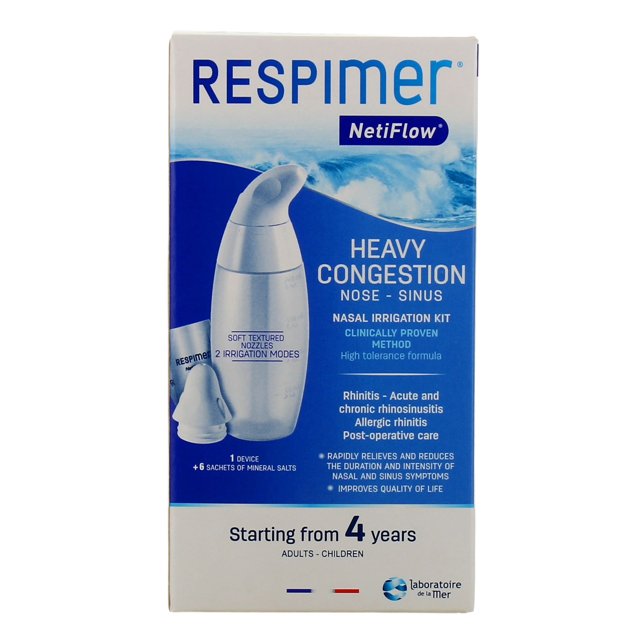 Respimer - Kit d'Irrigation Nasale - 1 Dispositif + 6 sachets
