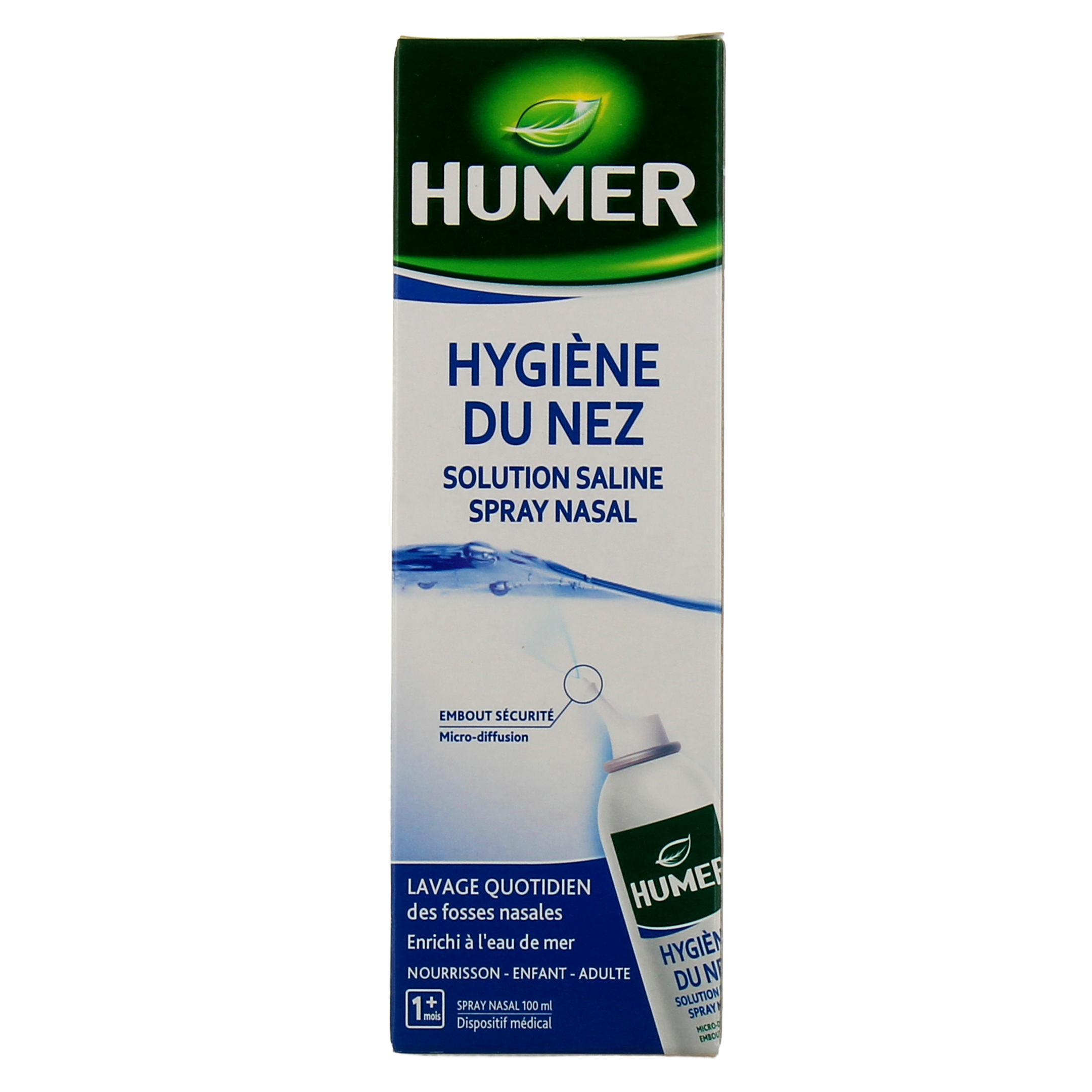 Humer Hygiène Du Nez 100 % Spray Nasal Eau De Mer Adulte 150 ml