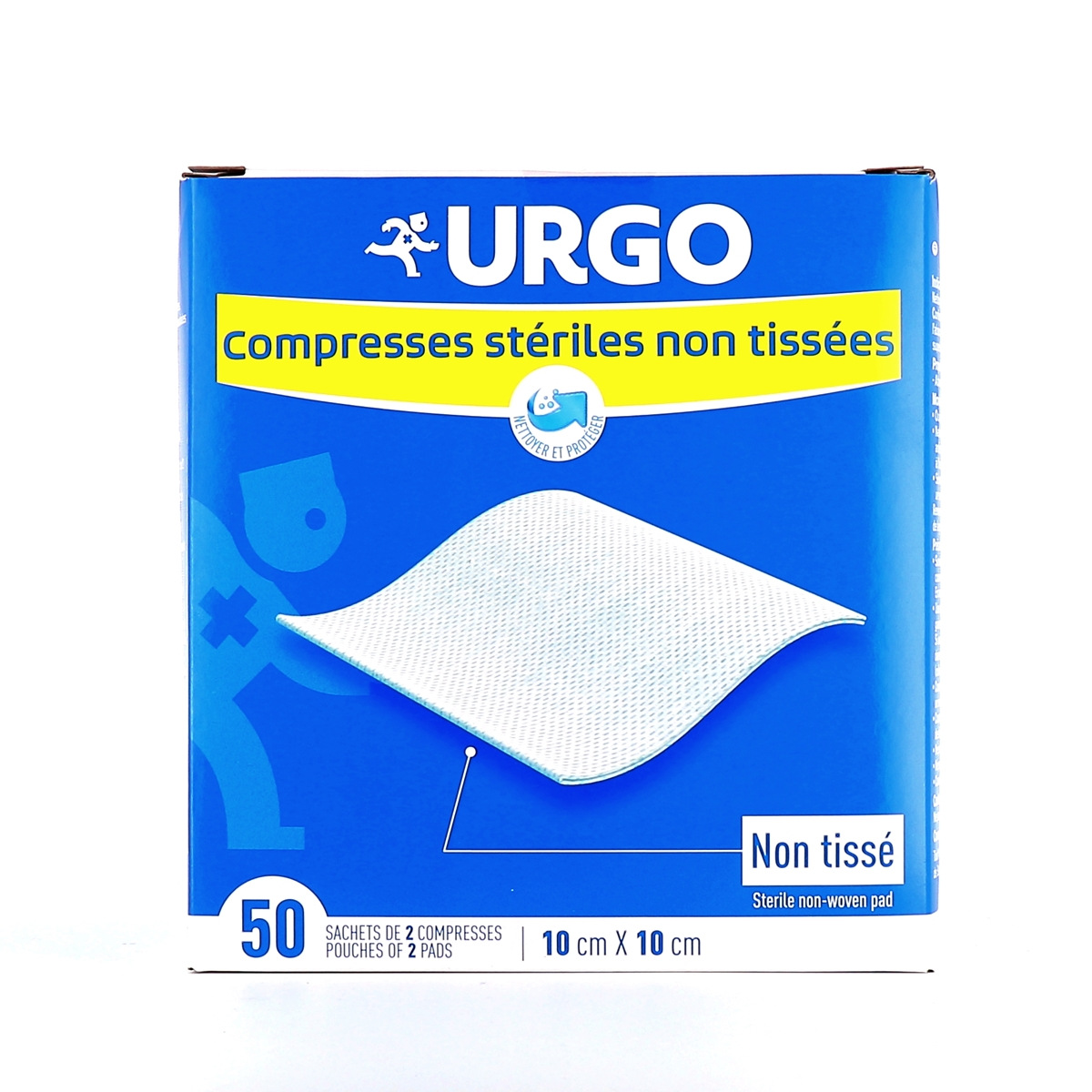 Urgo Compresses Stériles Non Tissées 10 cm x 10 cm 50 Sachets de 2  Compresses