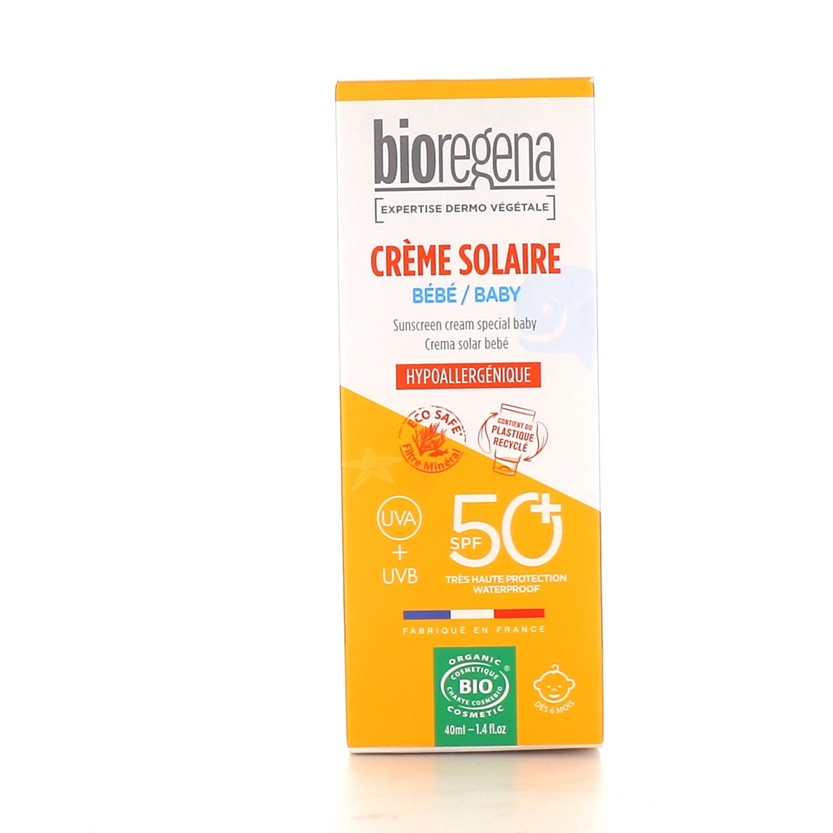 Bioregena crème solaire bio bébé SPF50+ - Filtre minéral - Dès 6 mois