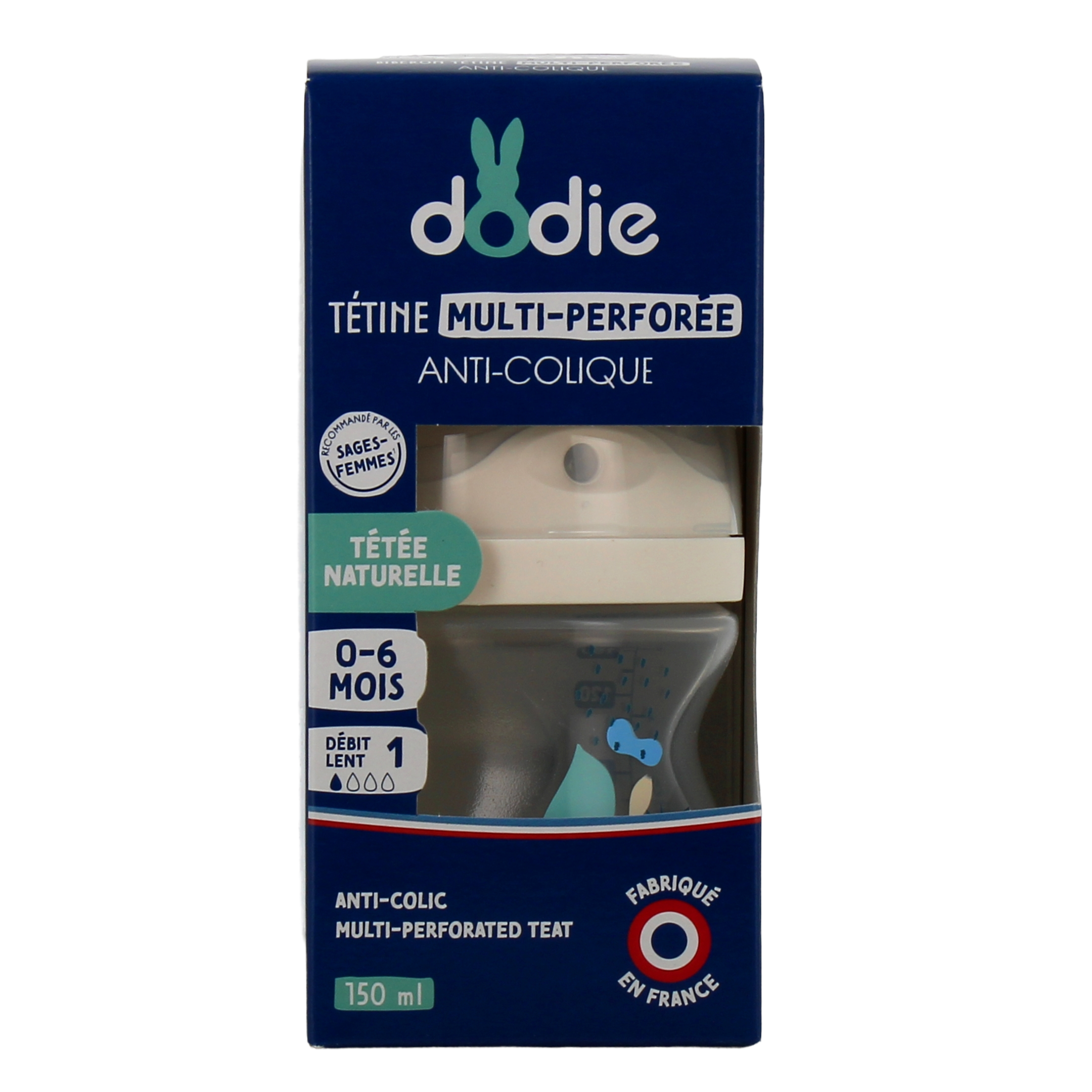 Dodie - Biberon anti-colique tétine ronde 3 vitesses 0-6 mois débit 1 -  biberon 150ml