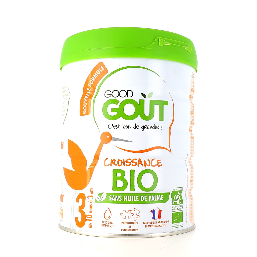 Lait de Croissance Bio : lait infantile bio 3ème âge pour bébé sans huile de  palme - Good Goût