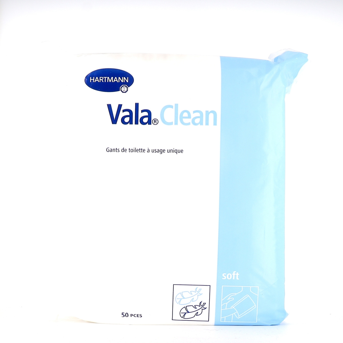 HARTMANN Vala Clean - Gants de toilette à usage unique x50 - Pharmacie  Prado Mermoz