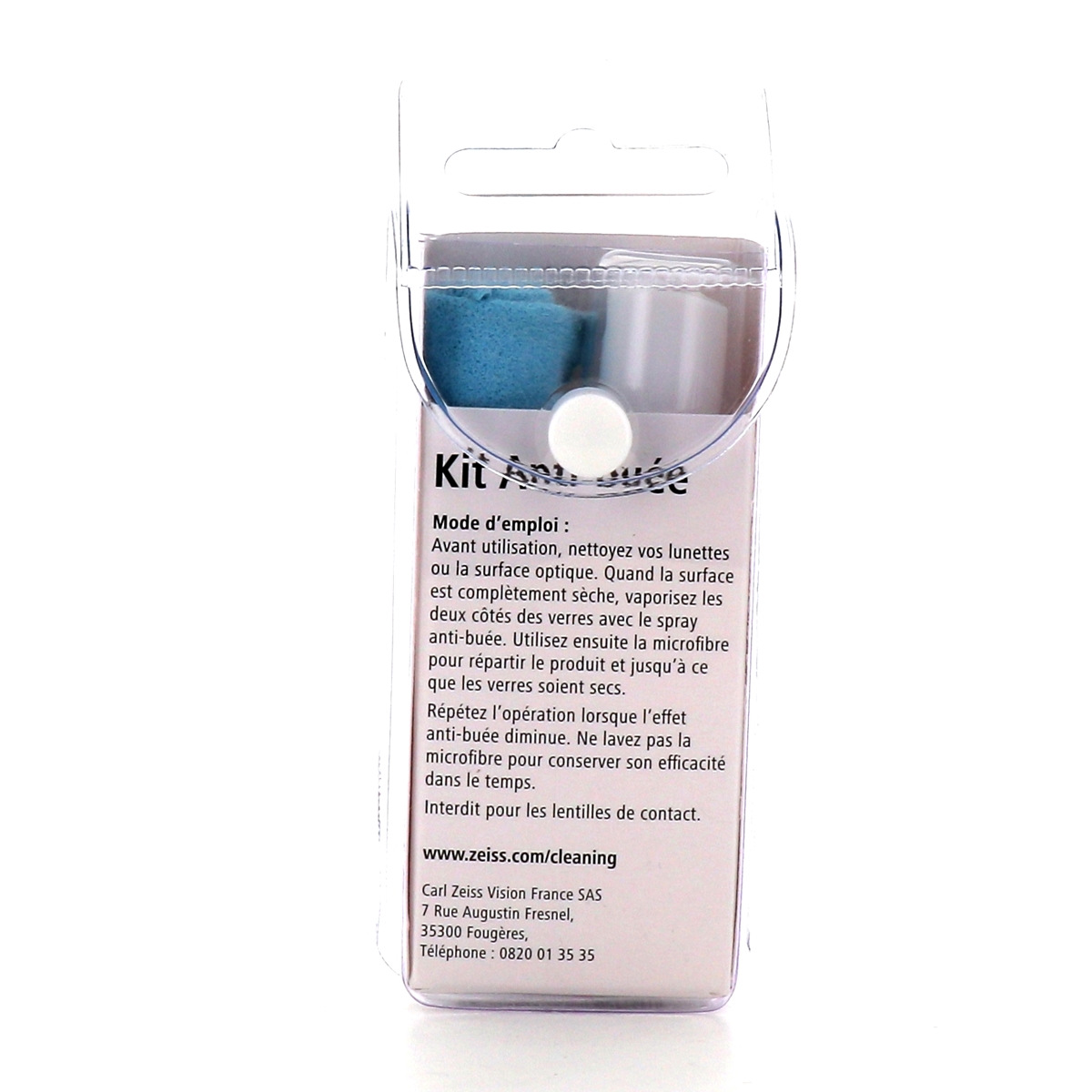 Zeiss Kit anti-buée (spray 240 ml et 5 chiffons, protection antibuée longue  durée avec support pour masque
