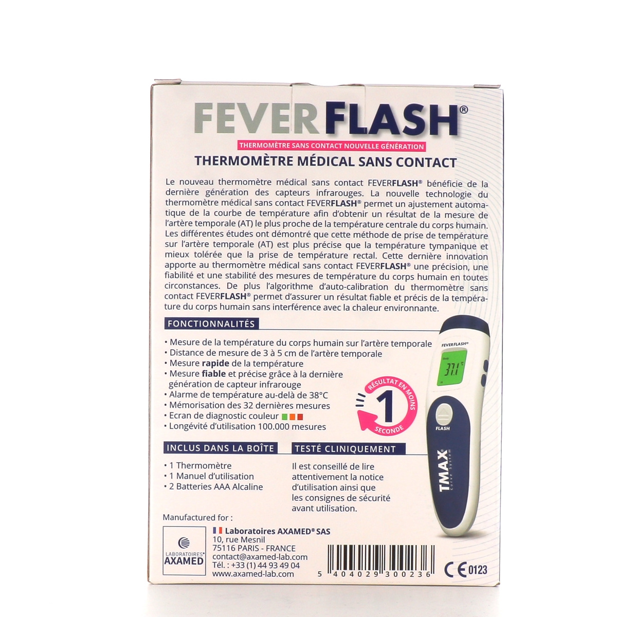 Thermomètre sans contact Fever Flash Tmax 55.Température. Marignane Médical