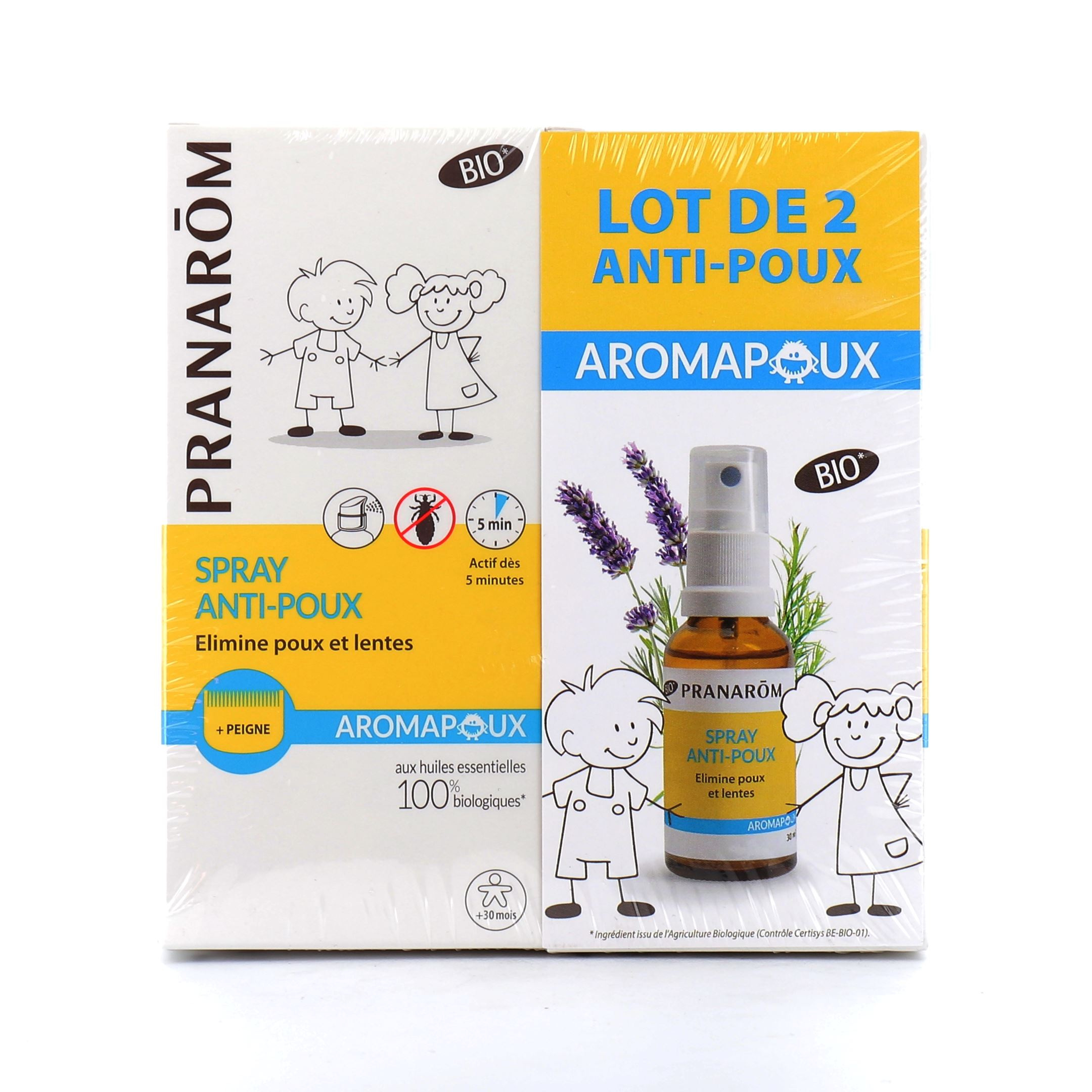 Spray Répulsif Poux Bio de Pranarom (AROMAPOUX)