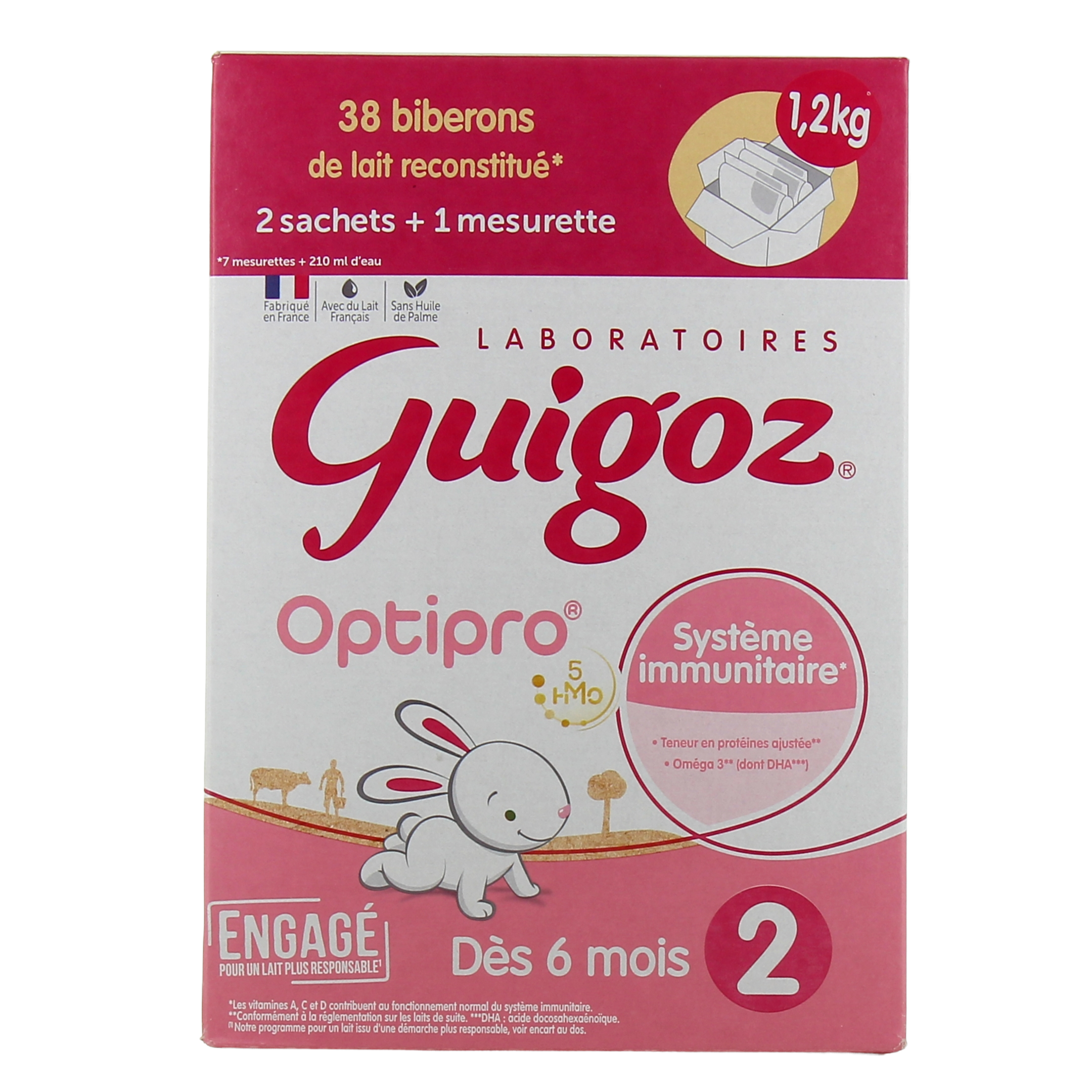 GUIGOZ Optipro 2 Lait Bébé Poudre 2ème Âge 1 Boite - Pharma360 Parapharmacie