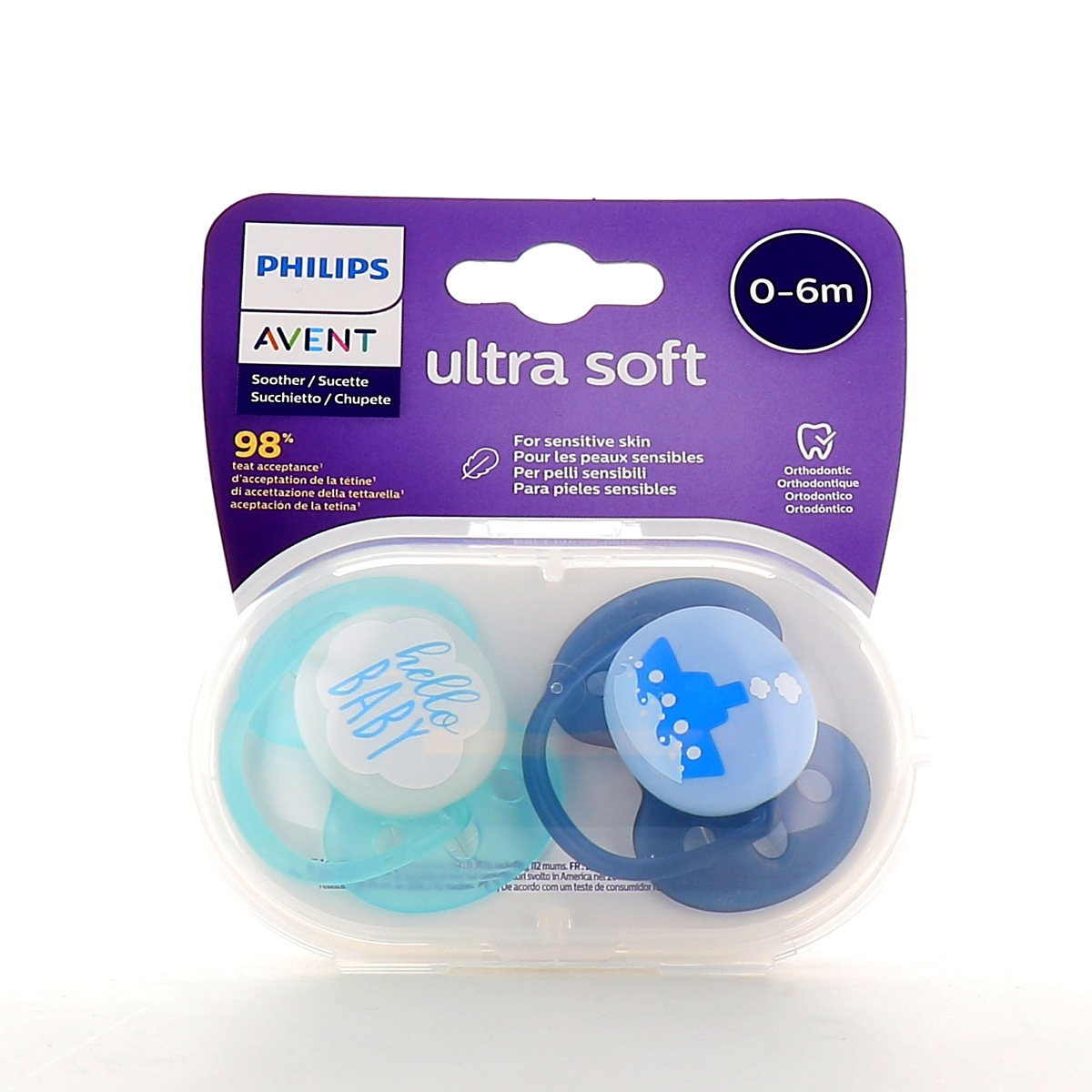 2 sucettes Ultra Air Night 0-6 mois - Philips Avent