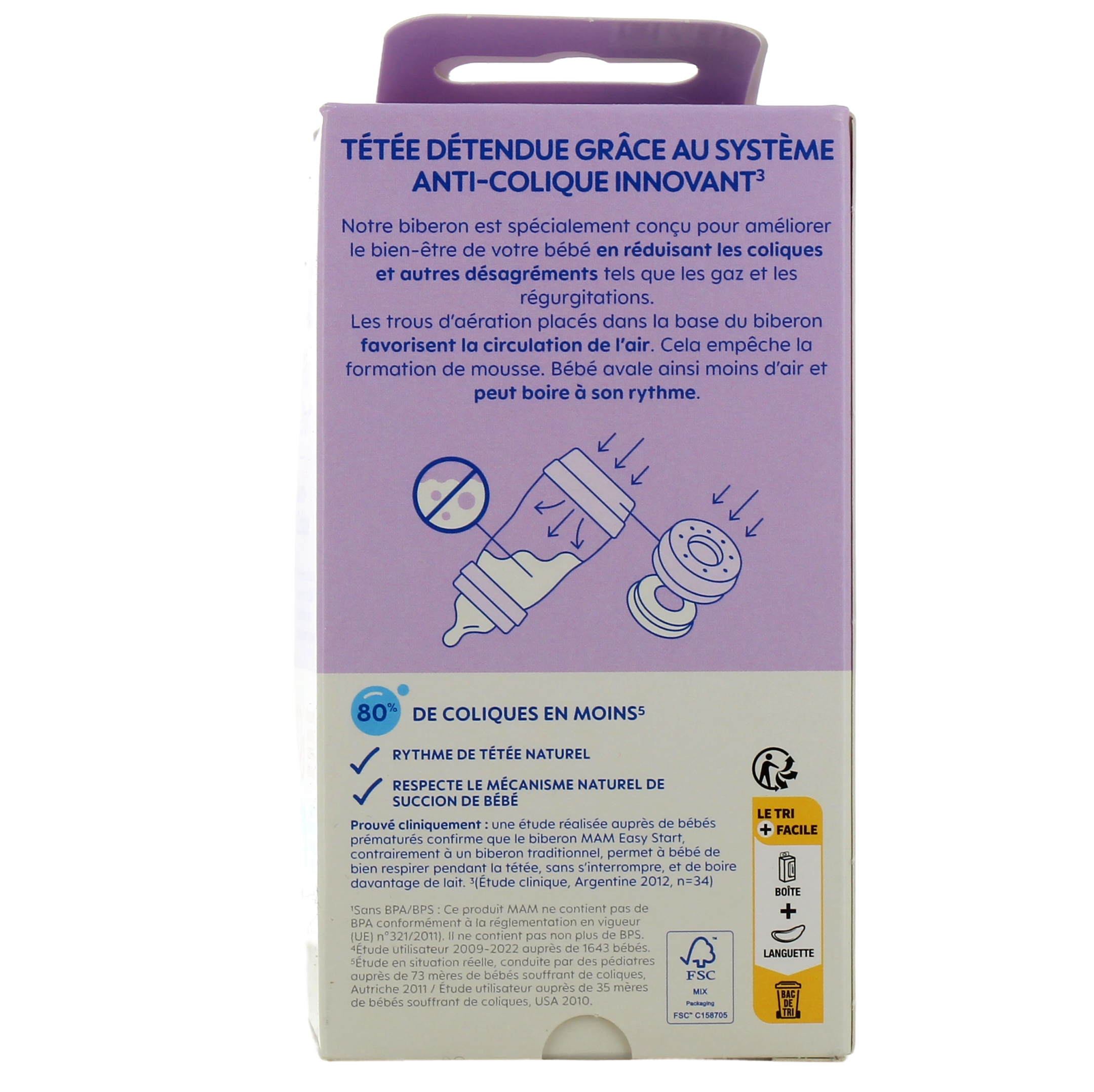 Biberon Easy Start Anti-colique Nature 260ml - Lot de 2 Blush