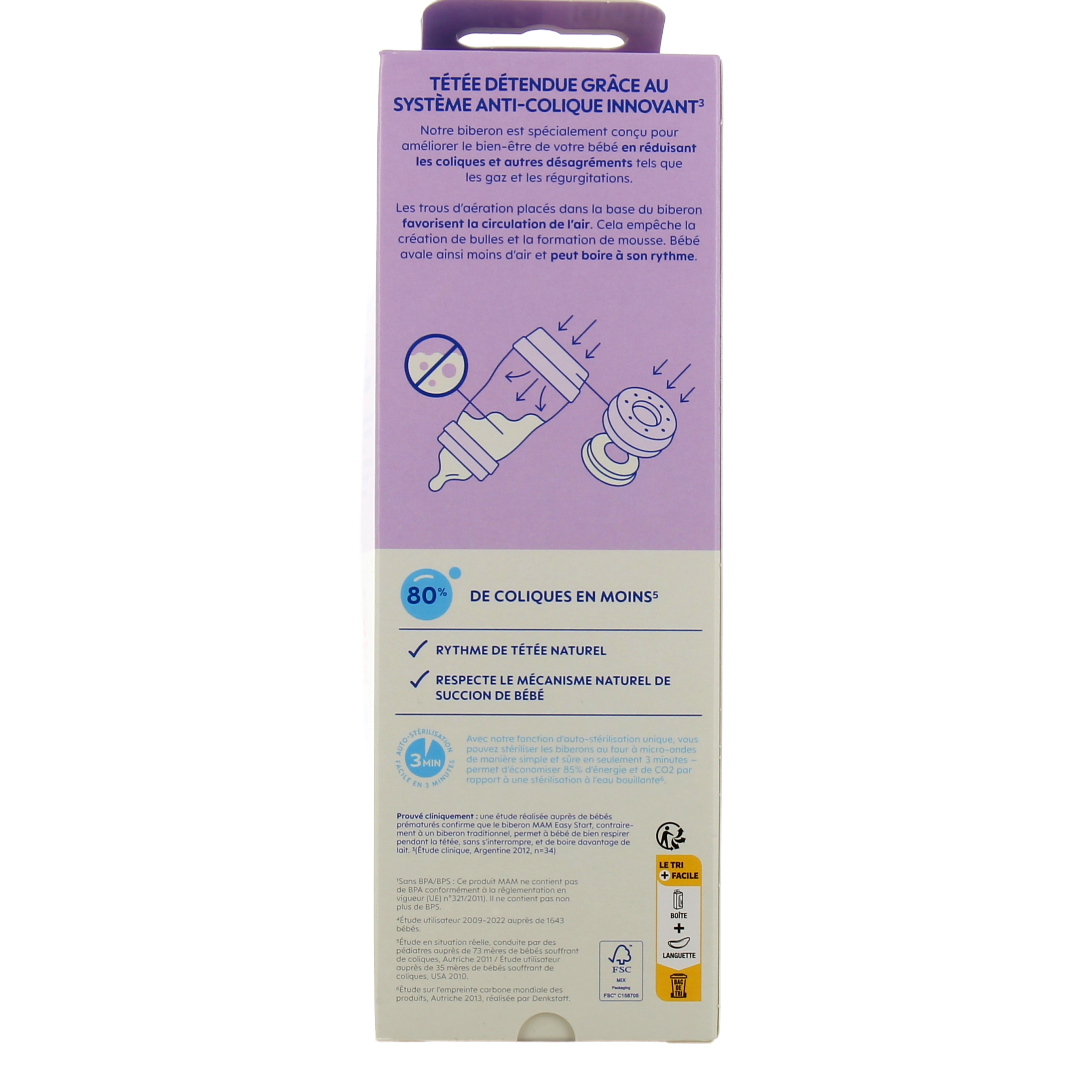 MAM Biberon easy start anti-colique 320 ml - Tétine débit 3