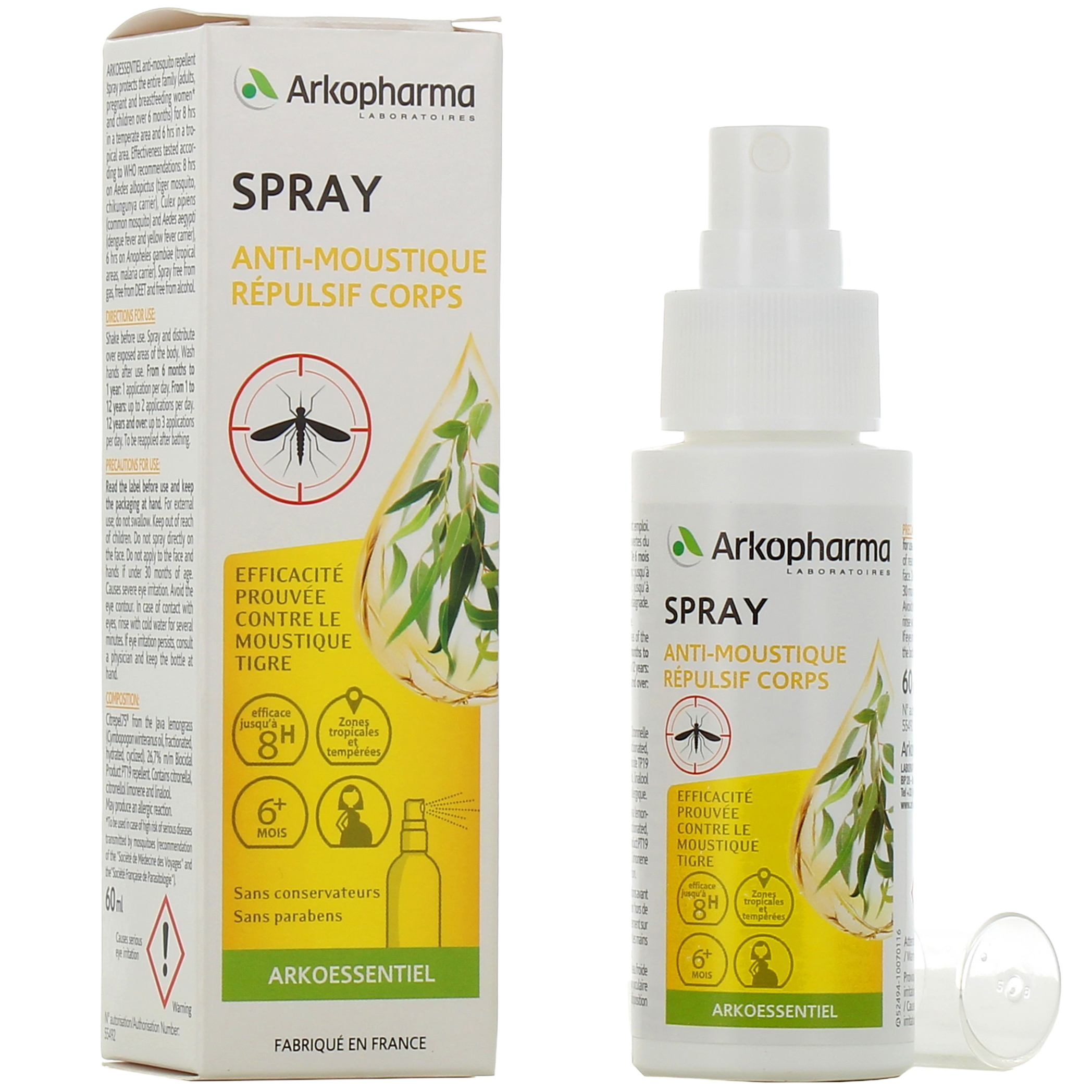 Arkopharma spray anti moustiques corps - Zones tempérées et tropicales