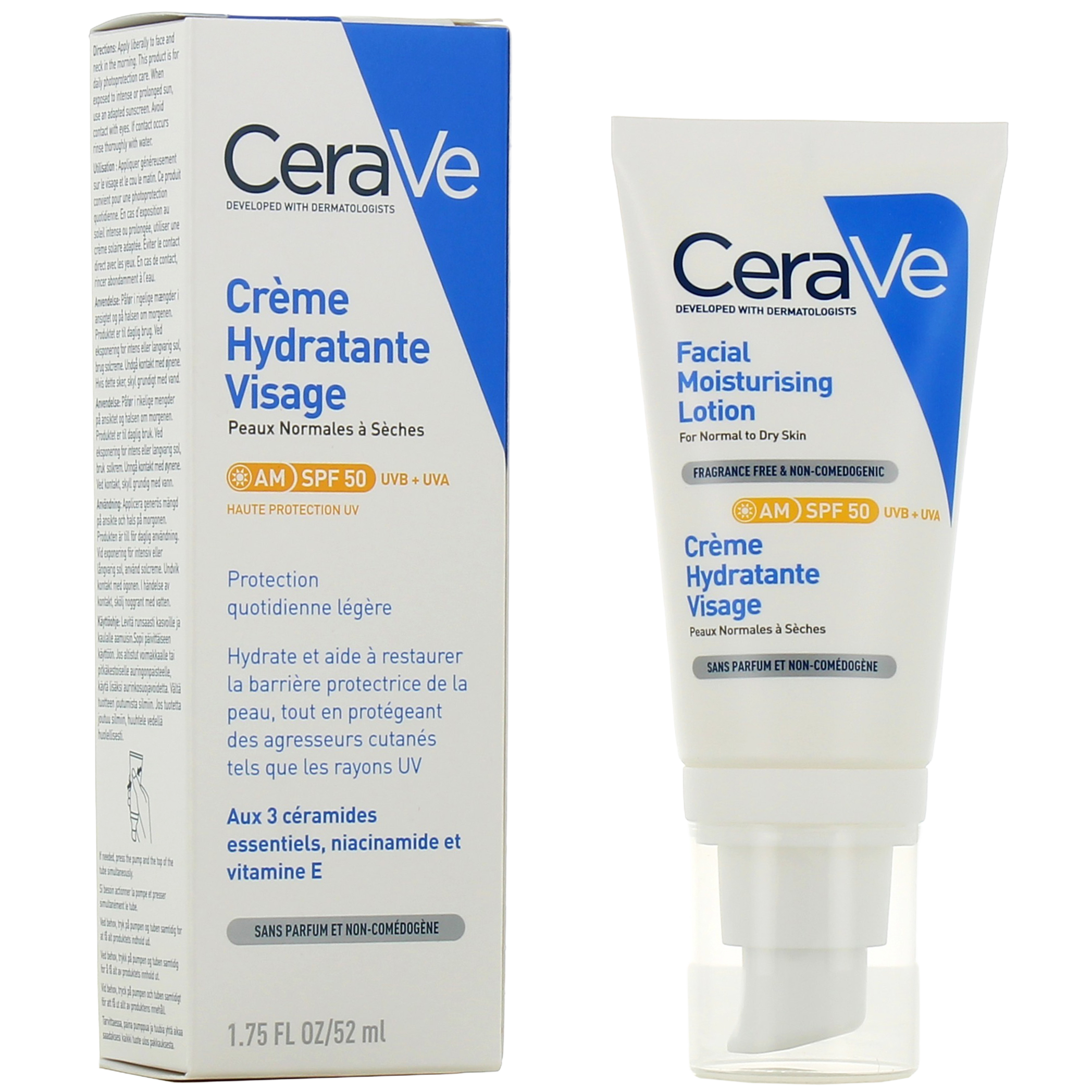 Crème visage hydratante, non-parfumée hypoallergénique