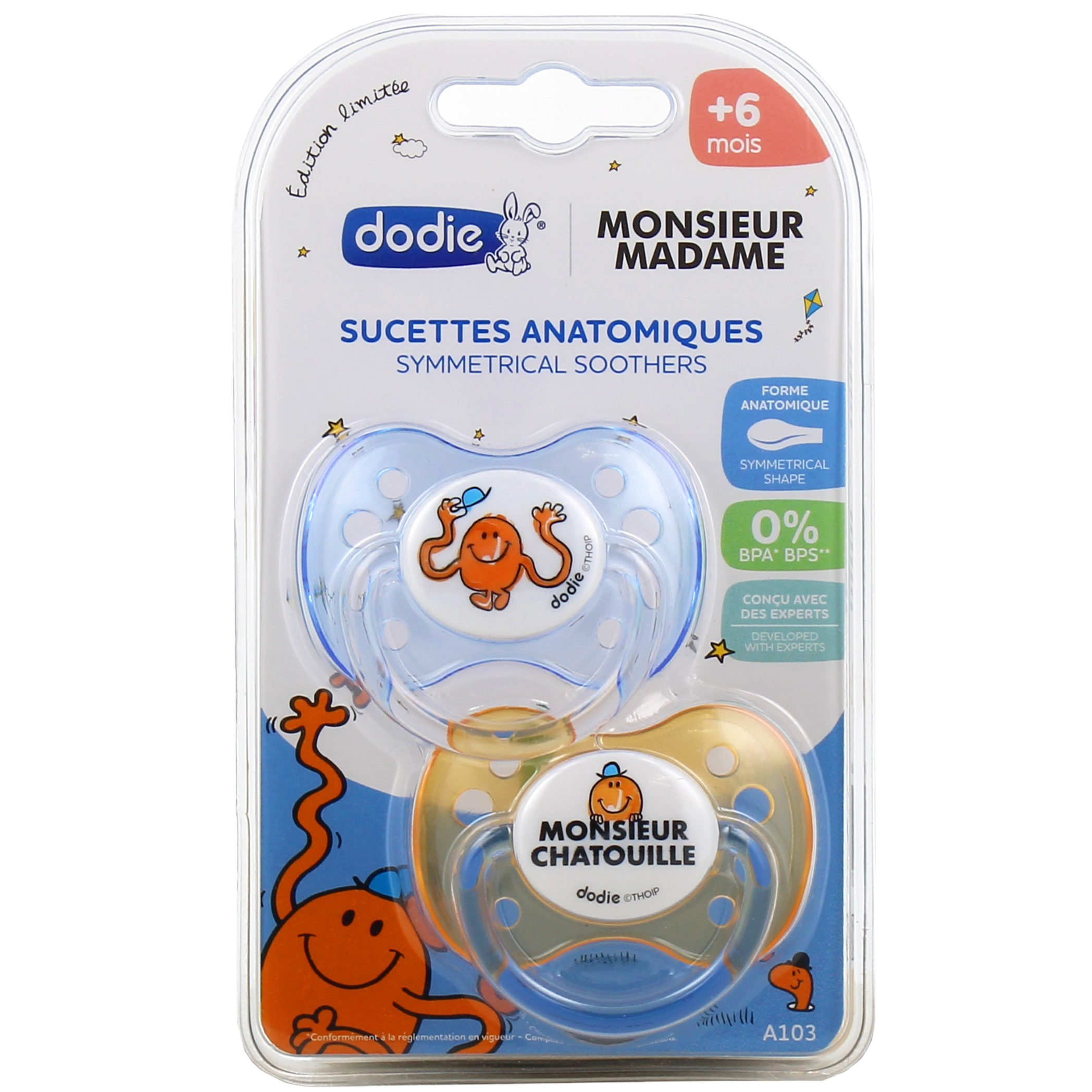 Dodie - Sucette forme anatomique silicone nuit (6M +) N°17