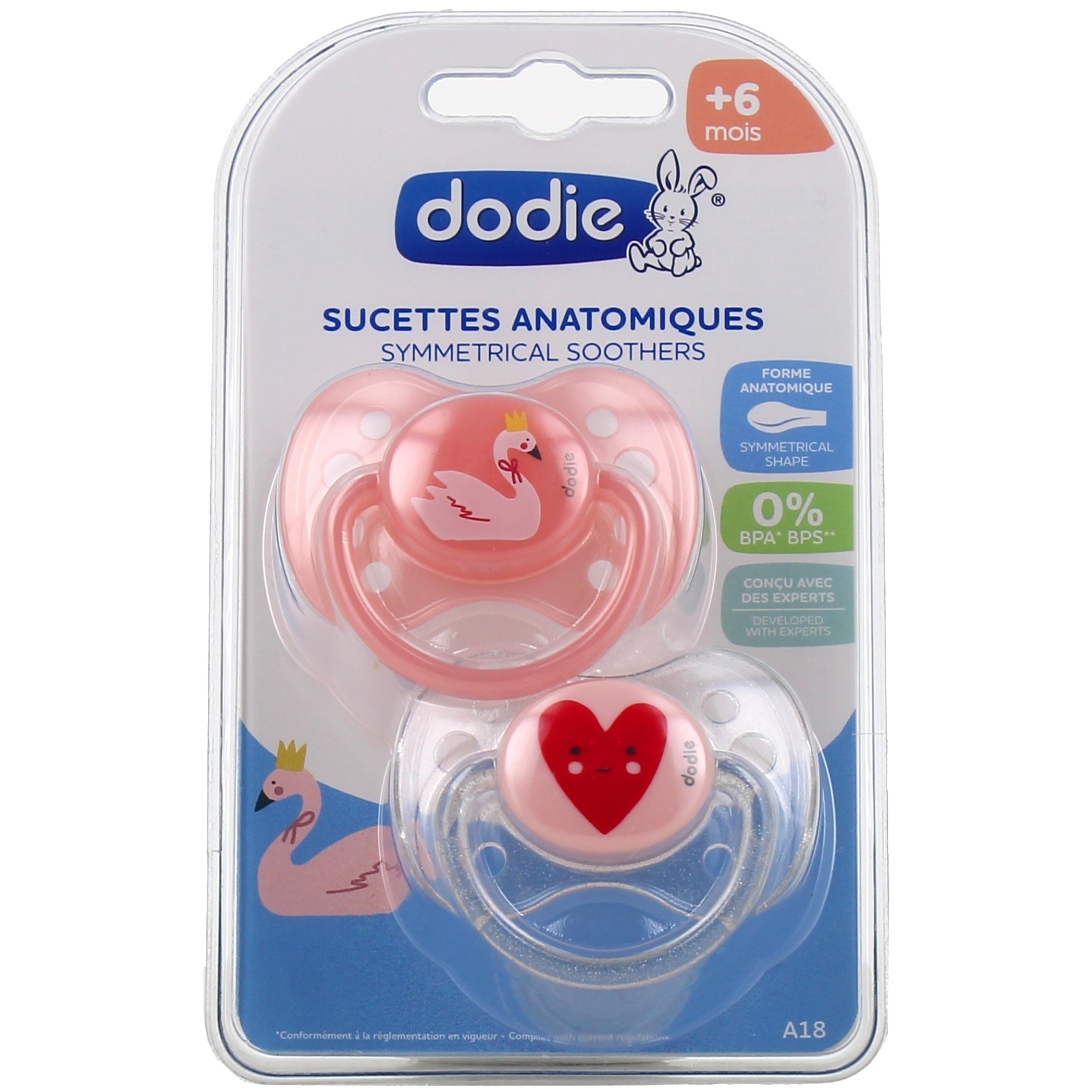 Achetez Dodie Sucette Anatomique Caoutchouc Coeur Transparente 6 mois et  plus duo à 6.99€ seulement ✓ Livraison GRATUITE dès 49€