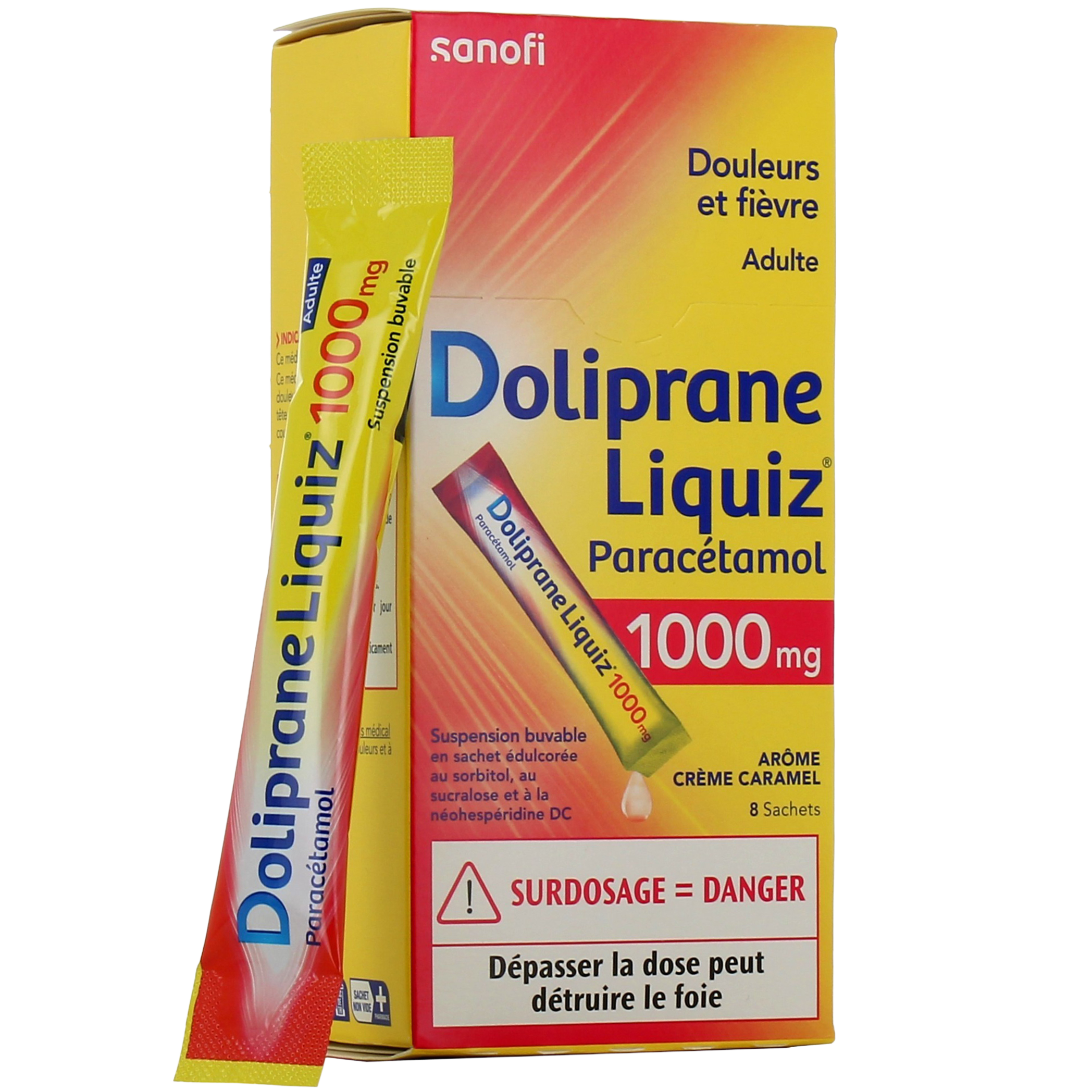 Doliprane 1000 mg 8 sachets poudre - Médicament antalgique et antipyrétique
