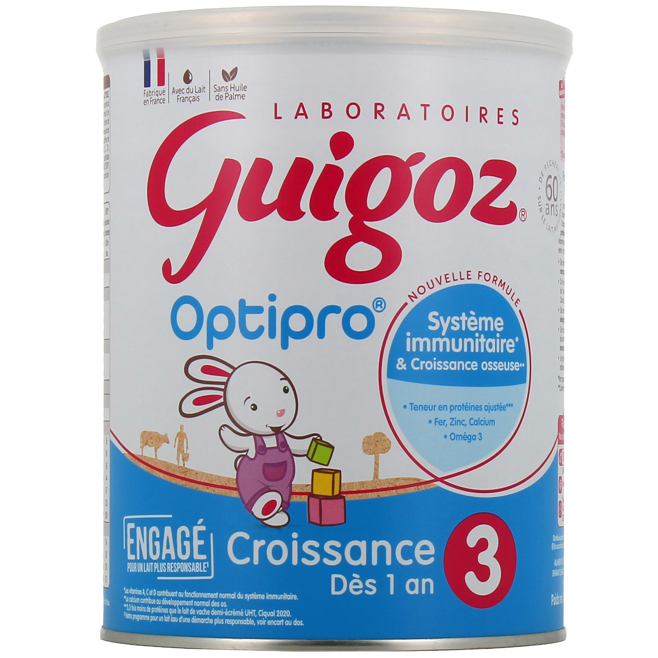 Lait 1er âge Optipro poudre dès la naissance, Guigoz (2 x 600 g)
