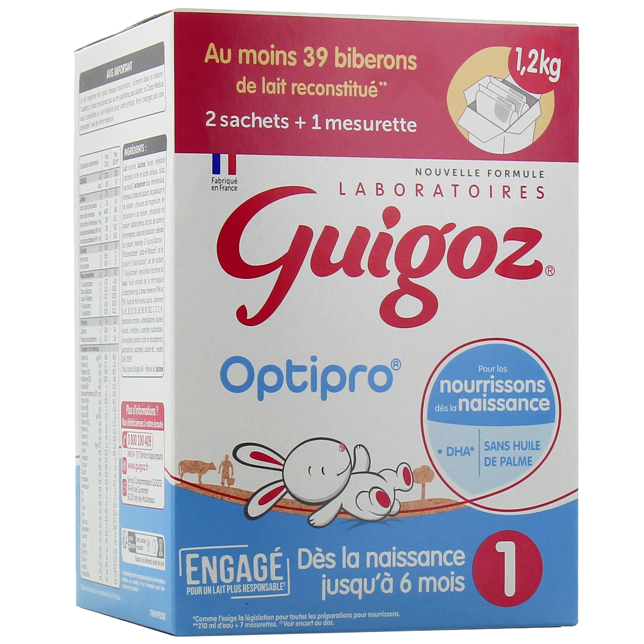 Guigoz Optipro 1 Lait 1er âge - Alimentation bébé dès la naissance