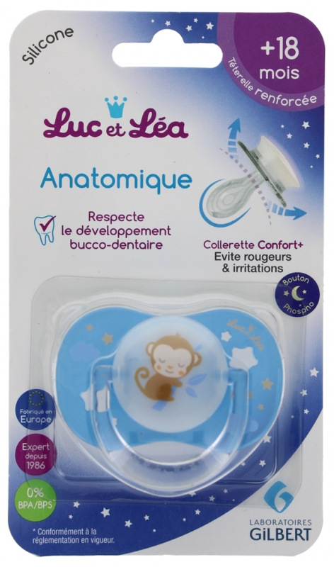 Luc et Léa Sucette anatomique phosphorescente 6-18 mois