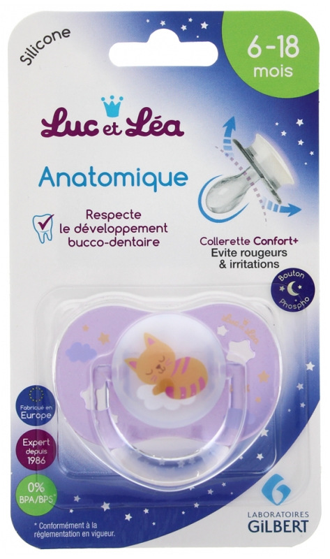 Luc et Léa Sucette anatomique phosphorescente 6-18 mois