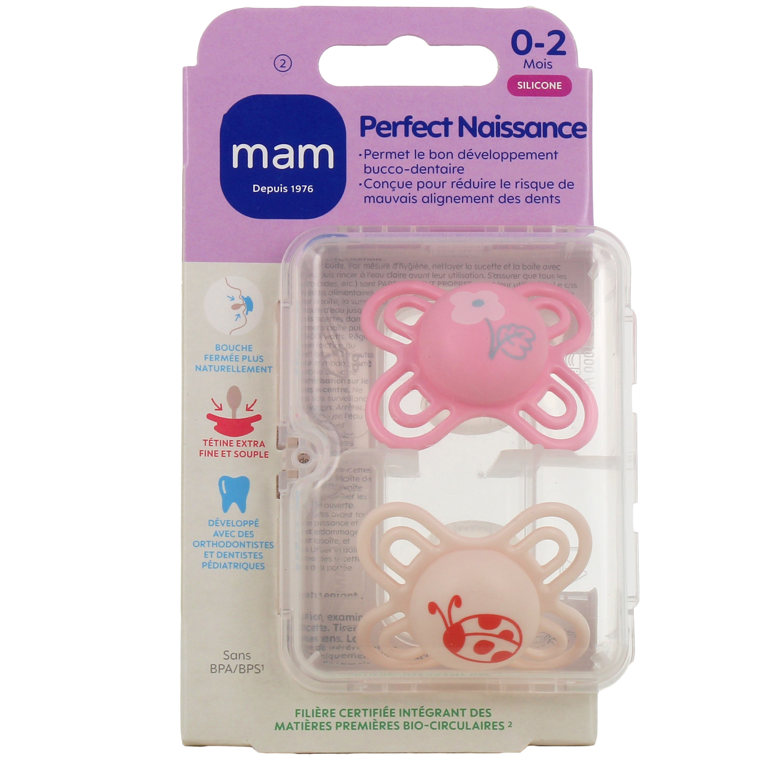 Mam 2 sucettes perfect naissance silicone 0-2 mois