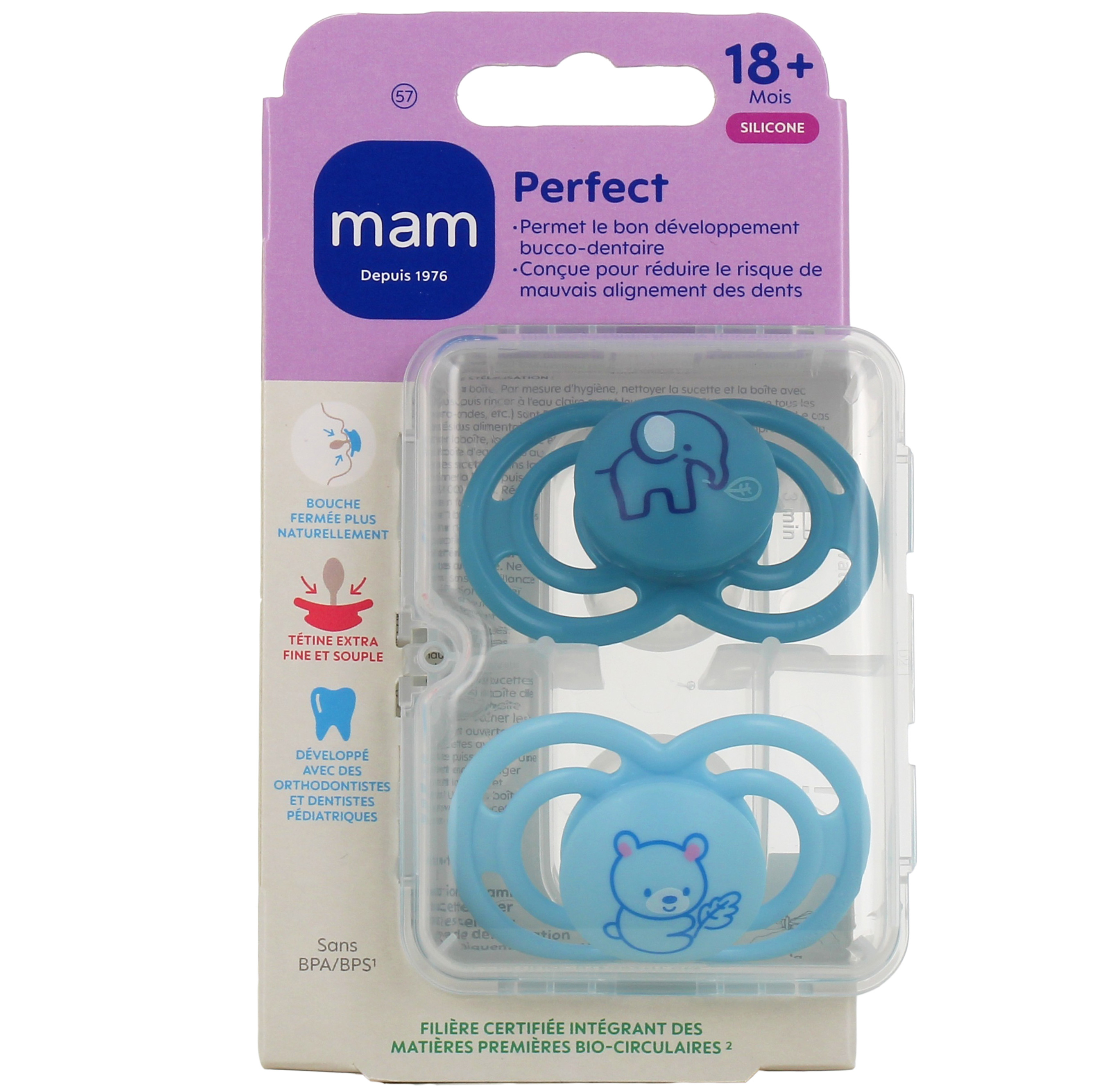 MAM N°57 Perfect En Silicone 18+ Mois - 2 Sucettes