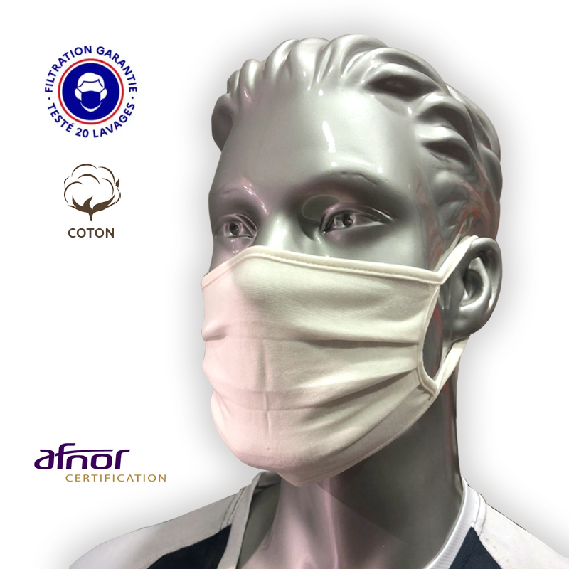 Masque de protection anti virus en tissu lavable et réutilisable covid-19