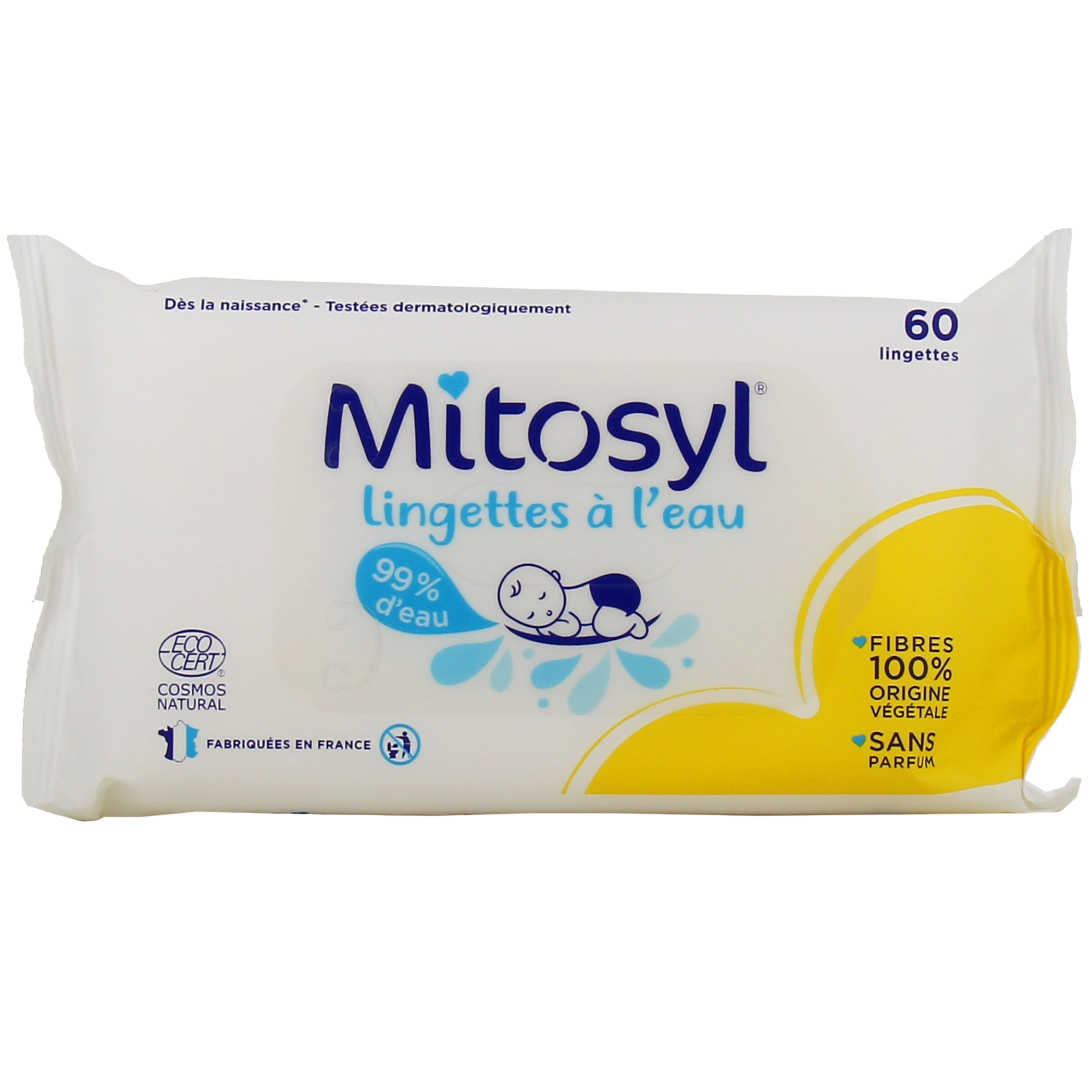 Mitosyl lingettes à l'eau 100% fibres végétales - Dès la naissance