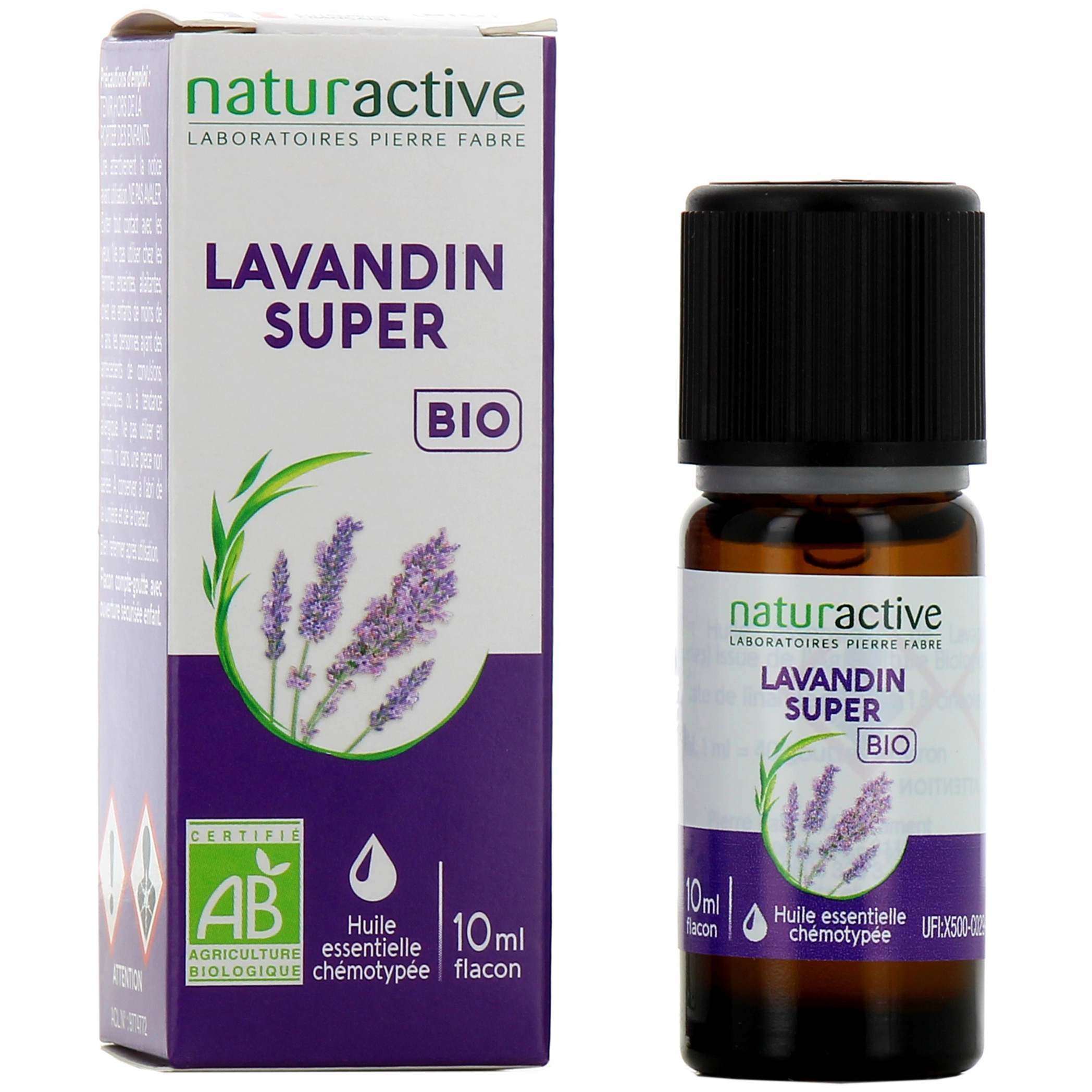 Huile Essentielle Lavandin Super Bio - Origine Espagne - flacon verre avec  bouchon compte-gouttes
