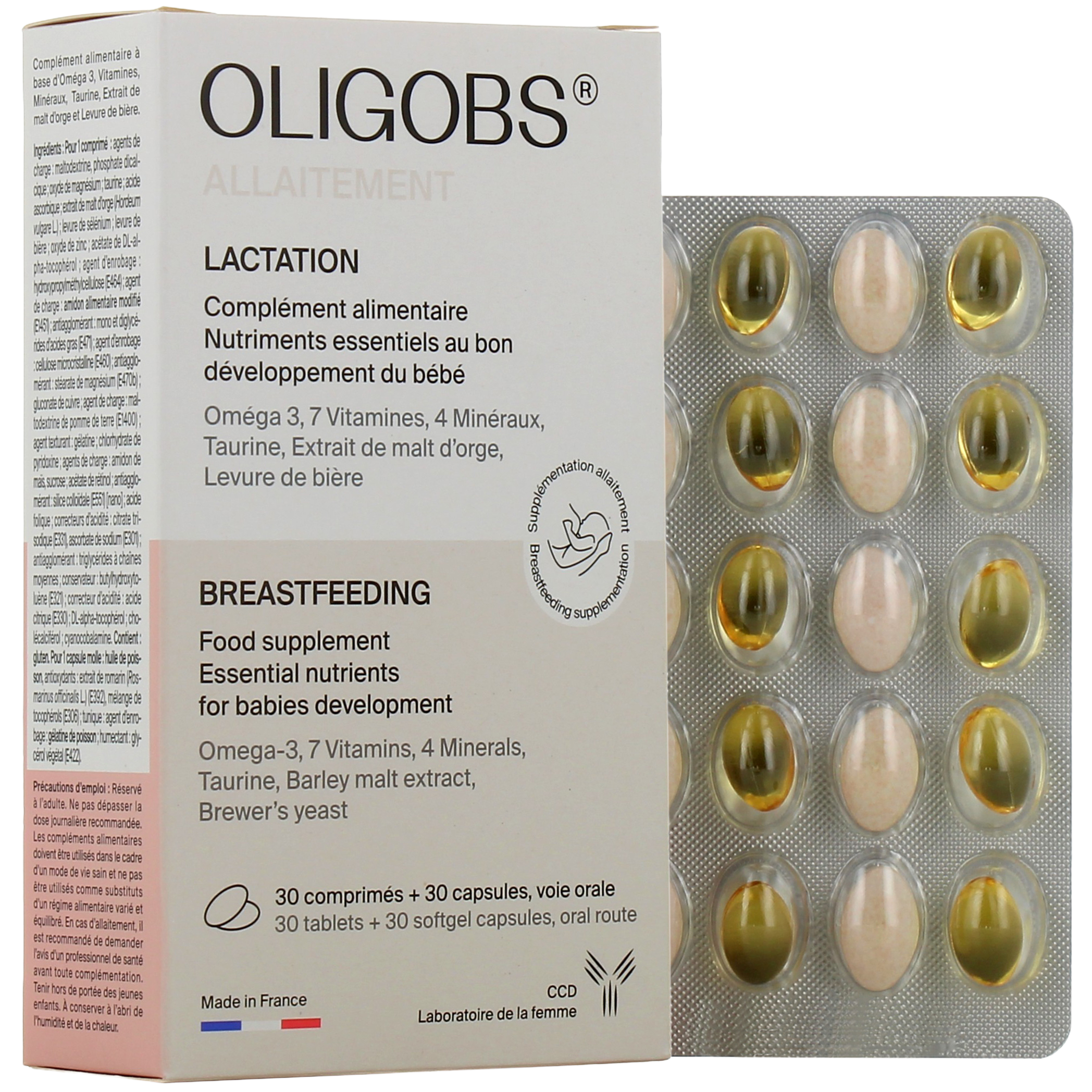 Oligobs Allaitement 30 comprimés + 30 capsules d'oméga 3