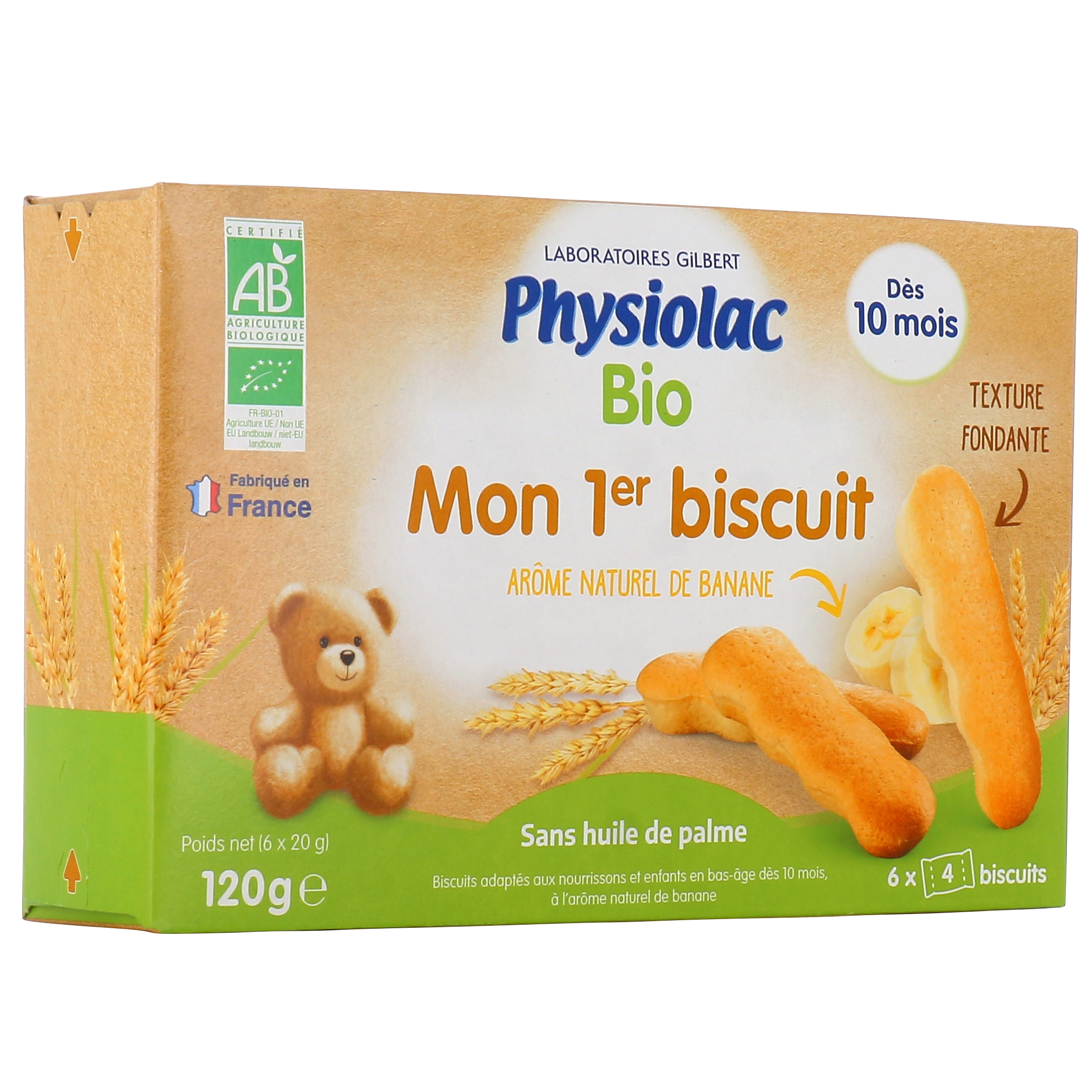 Physiolac biscuit bio bébé - Dès 10 mois, goût banane