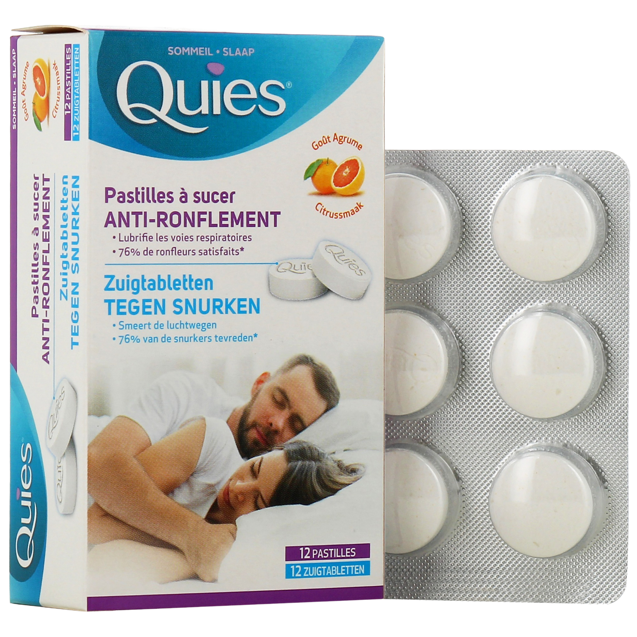 Pastilles à sucer Anti-ronflement Agrume - 12 pastilles - Quiès