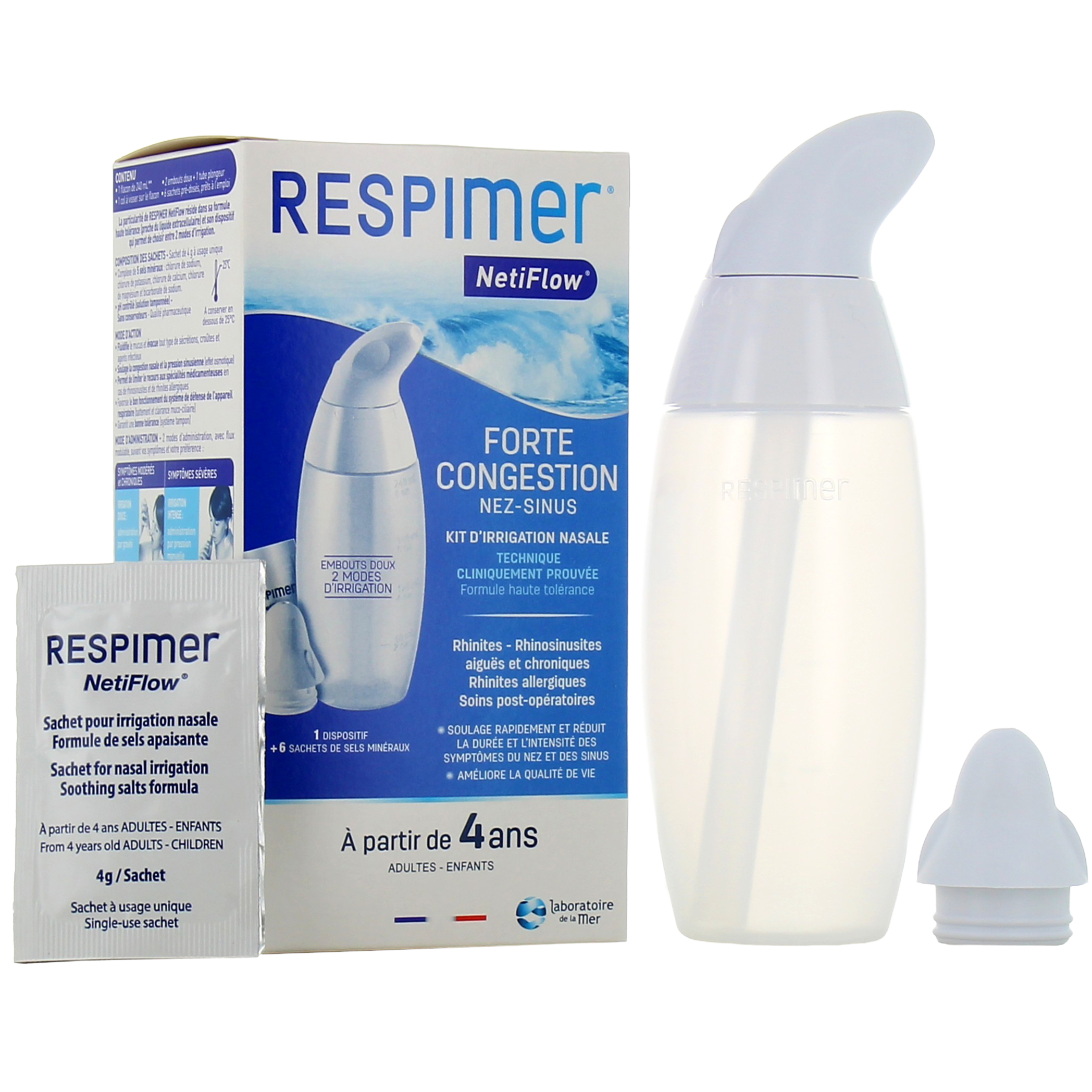 Respimer NetiFlow Kit d'irrigation nasale + 6 sachets