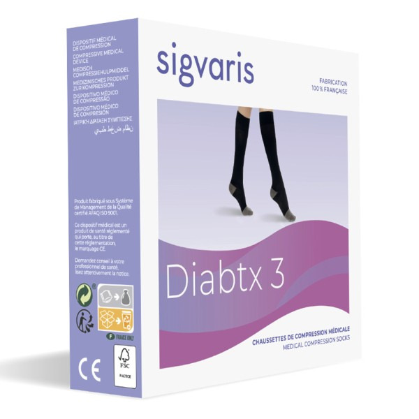 Sigvaris Diabtx3 chaussettes de contention classe 3 - Pied diabétique