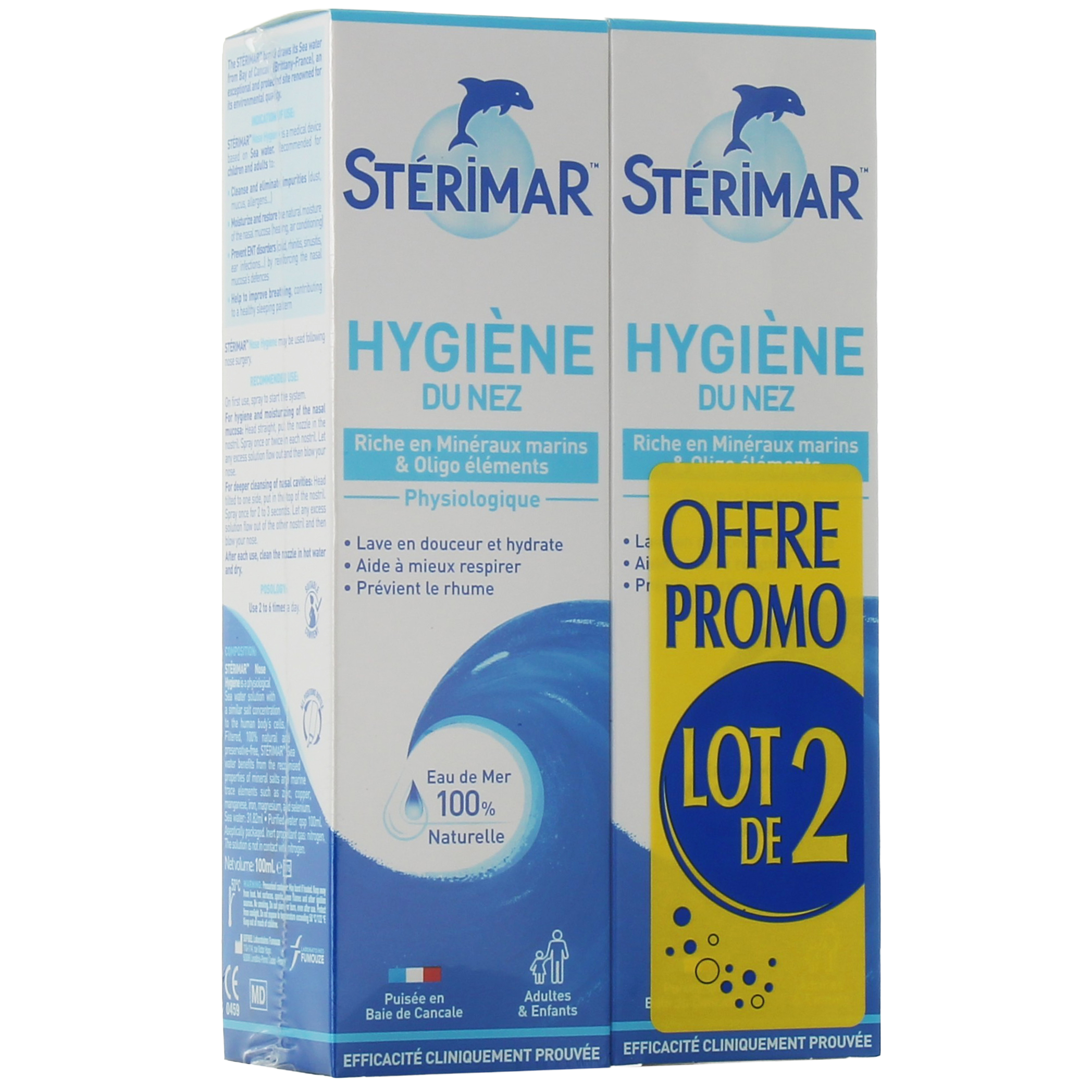 Stérimar Pack Hygiène du Nez Spray Nasal à l'Eau de Mer 2x100ml