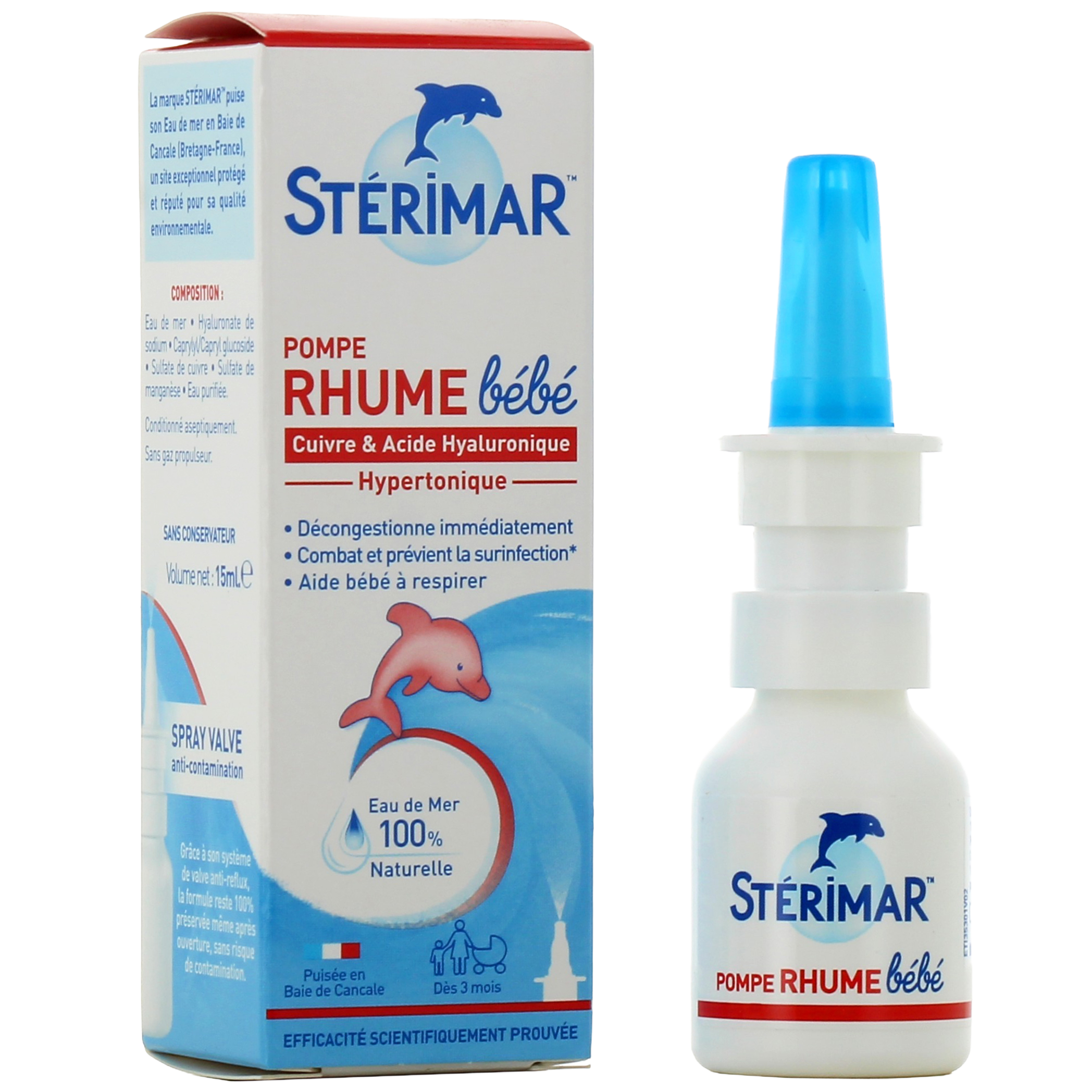 Spray hypertonique hygiène du nez bébé de Stérimar - Nez bouché