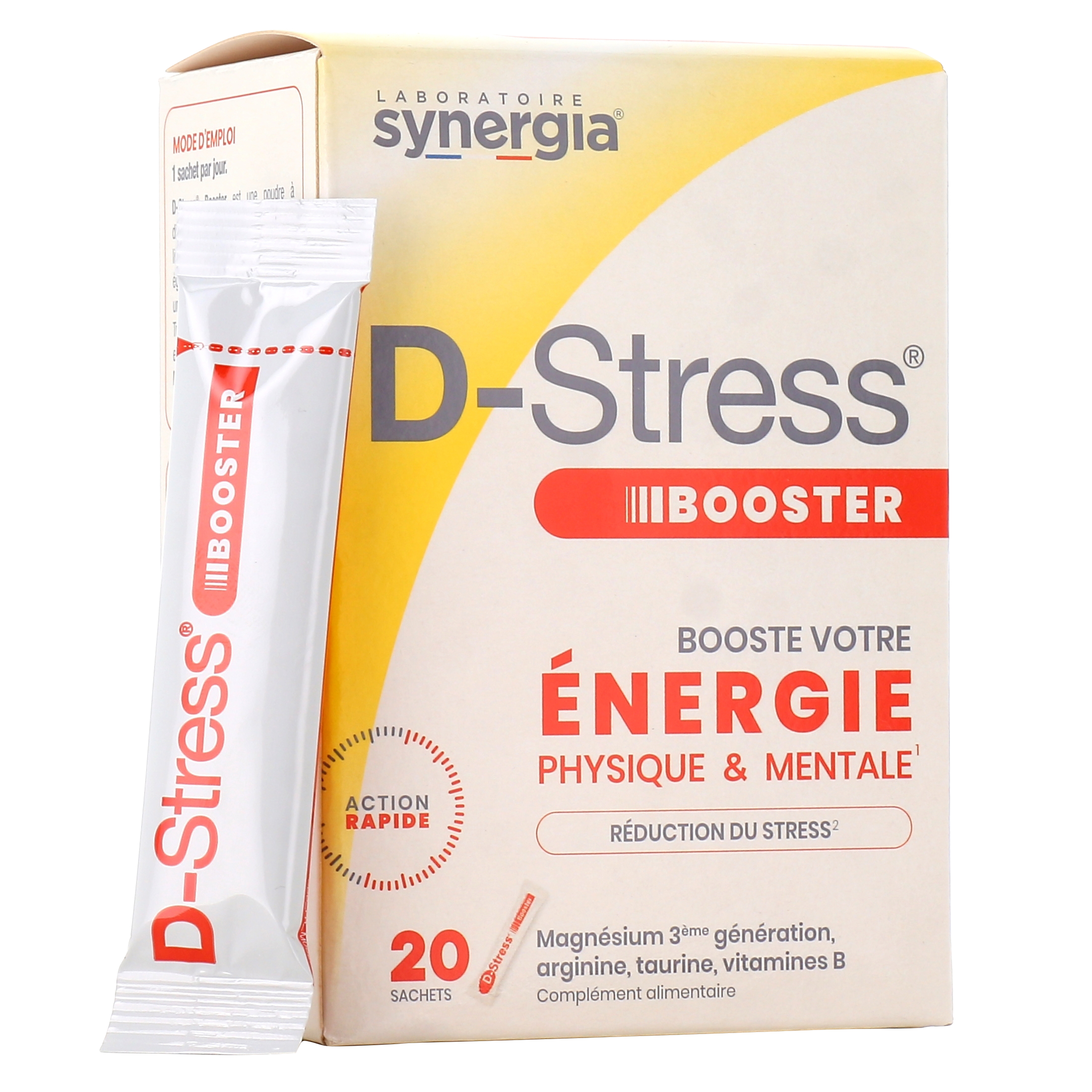 D-STRESS BOOSTER 20 sachets | Magnésium de 3ème Génération + Taurine +  Arginine + Vitamines B | Booste l'Énergie Physique et Mentale | LABORATOIRE