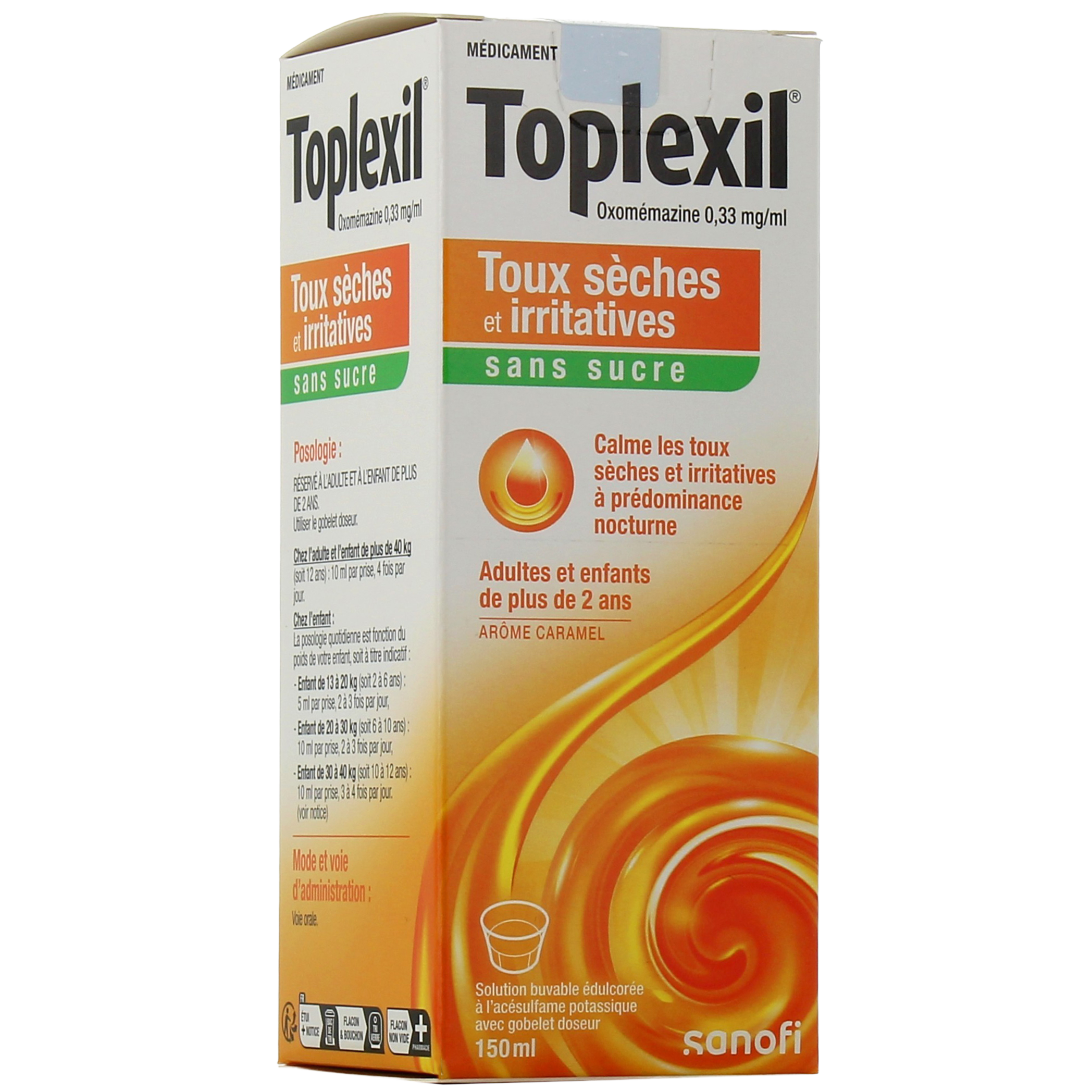 Sirop toux sèche et irritative Toplexil - Caramel ou sans sucres